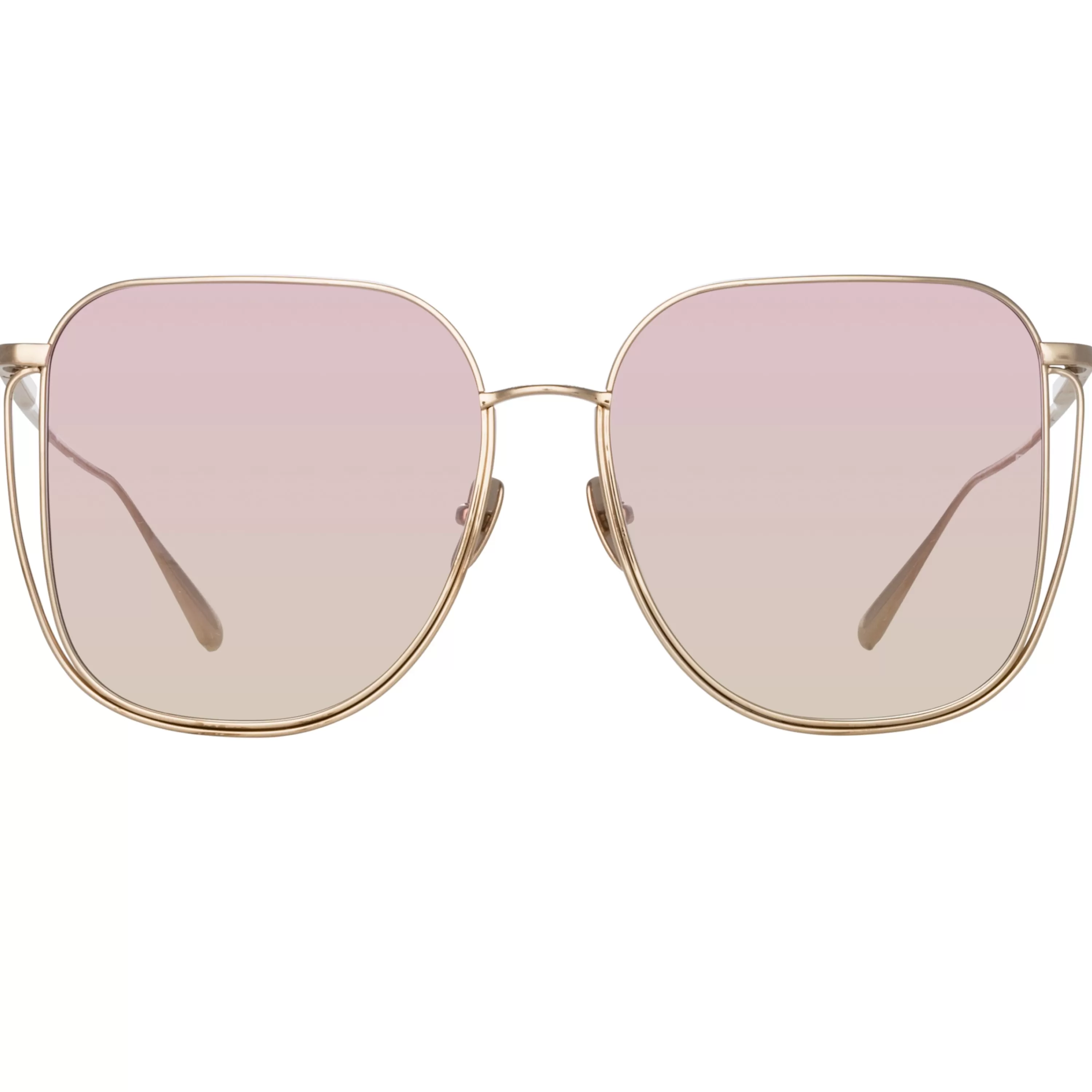 Women LINDA FARROW (U.K.) Camry Oversized Sunglasses in Light Gold and Lilac
