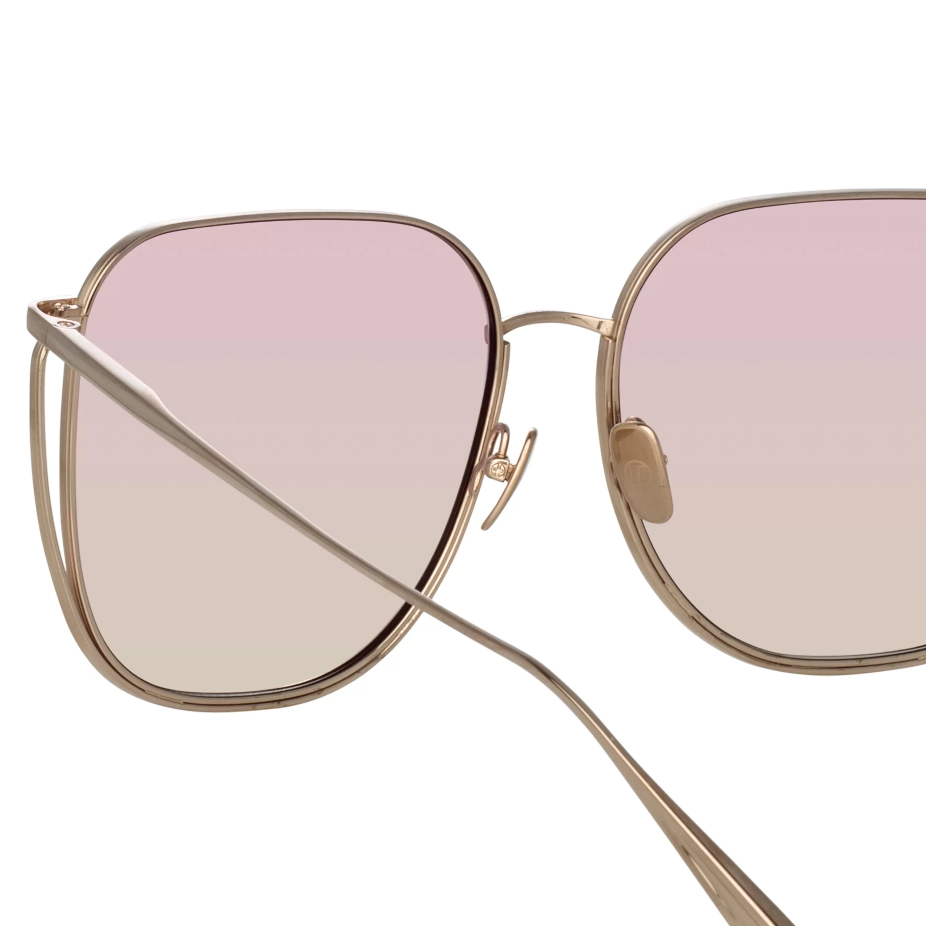 Women LINDA FARROW (U.K.) Camry Oversized Sunglasses in Light Gold and Lilac