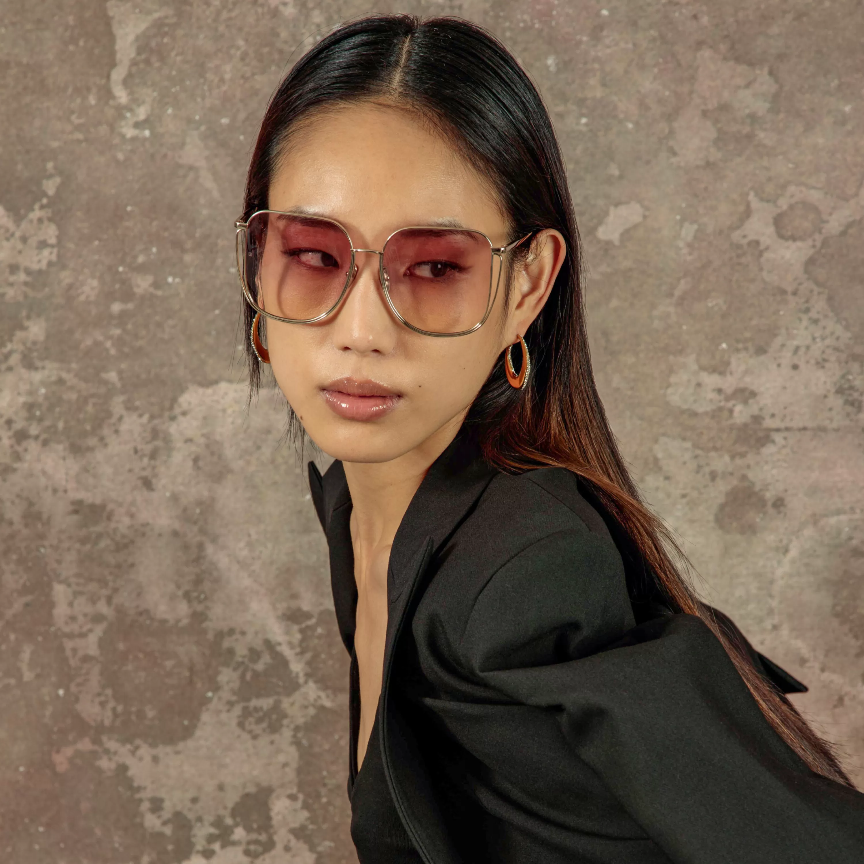 Women LINDA FARROW (U.K.) Camry Oversized Sunglasses in Light Gold and Lilac