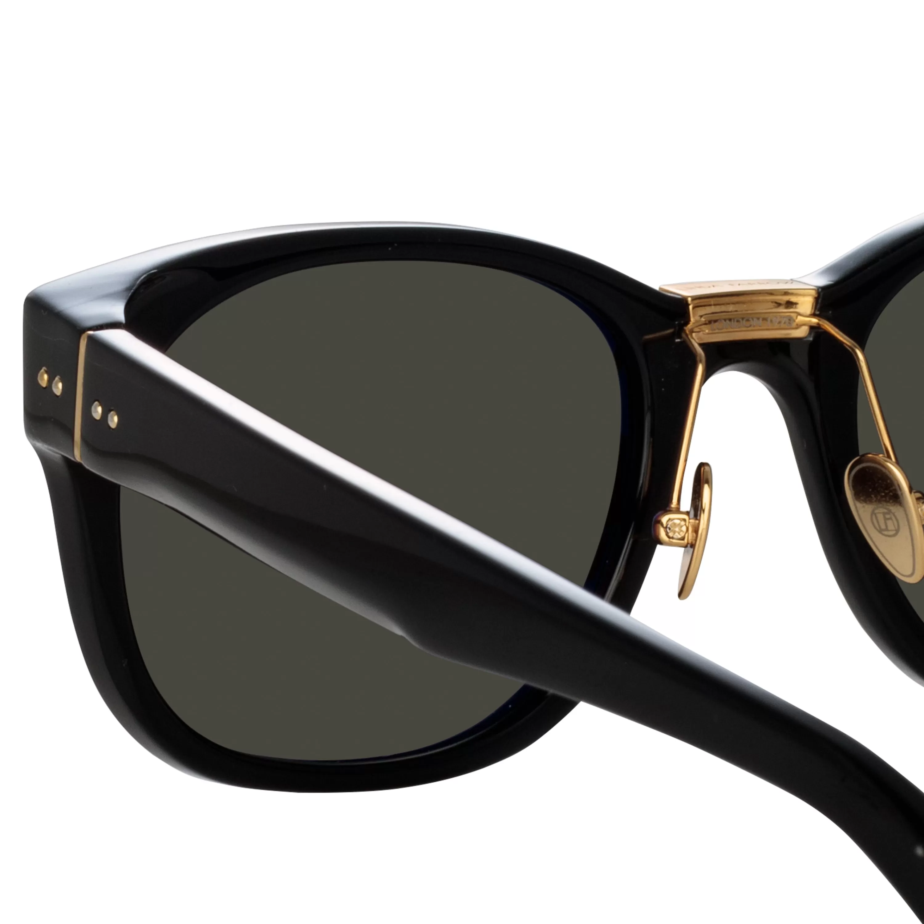 LINDA FARROW (U.K.) Cedric A Rectangular Sunglasses in Black and Grey (Asian Fit)