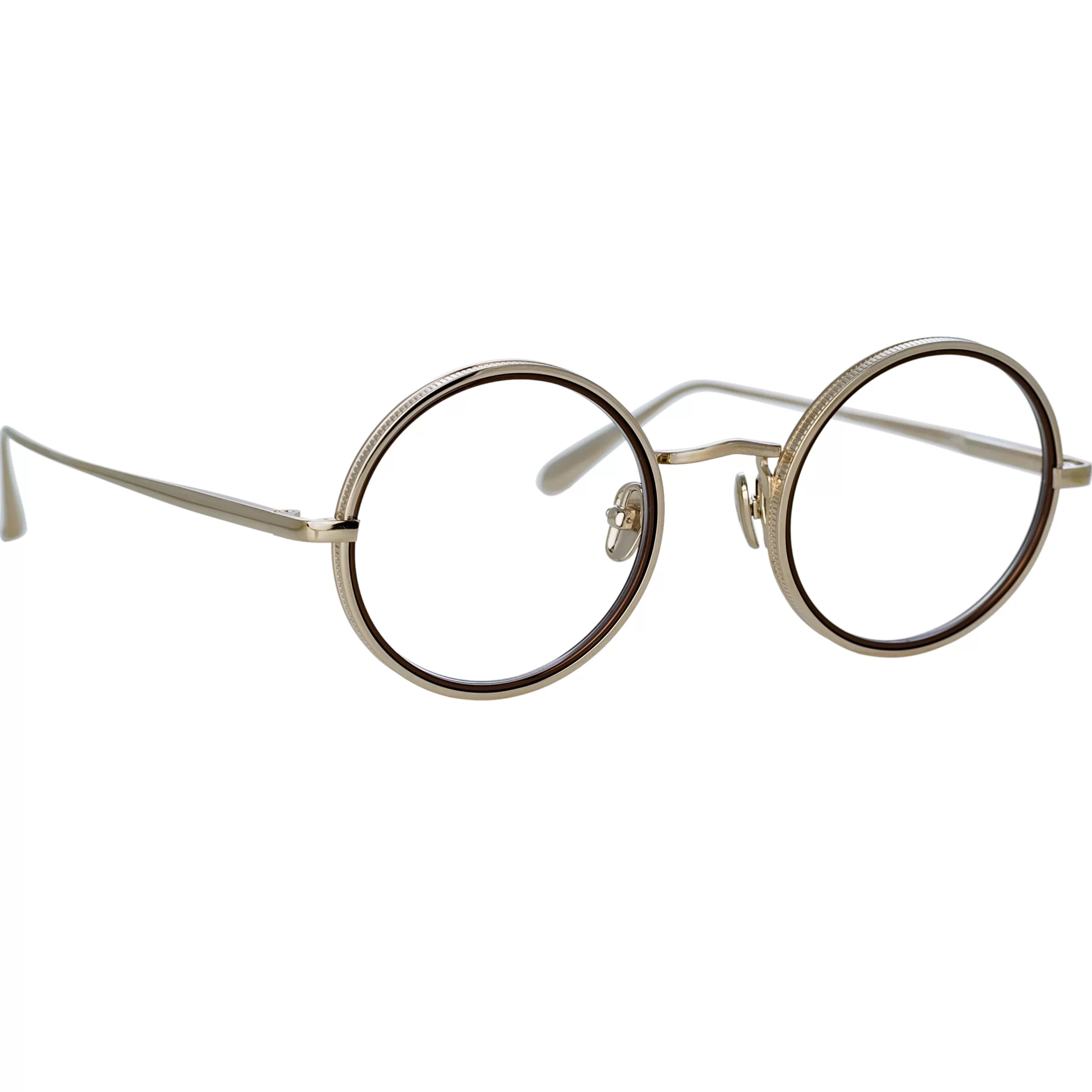 LINDA FARROW (U.K.) Cortina Oval Optical Frame in Light Gold
