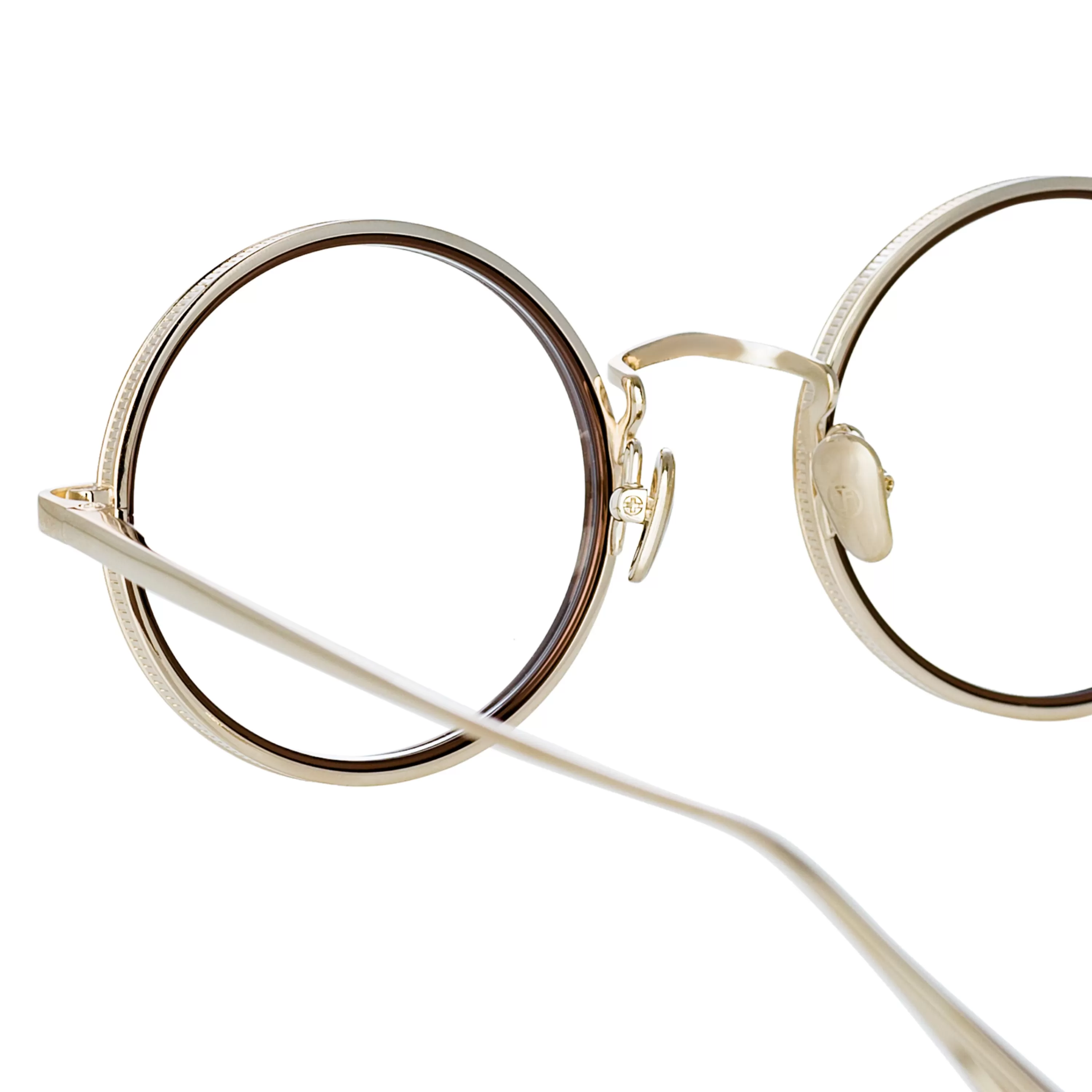 LINDA FARROW (U.K.) Cortina Oval Optical Frame in Light Gold
