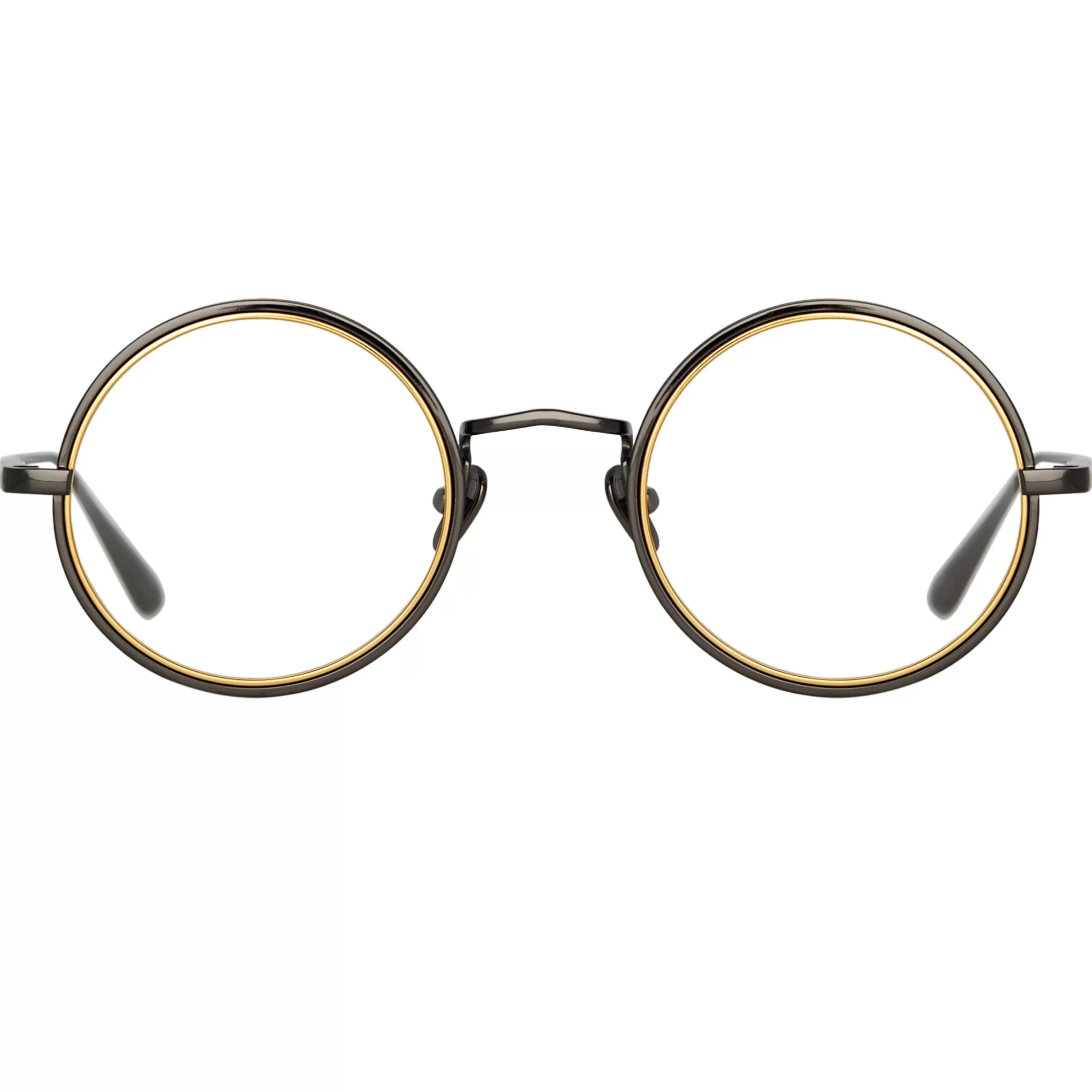 LINDA FARROW (U.K.) Cortina Oval Optical Frame in Nickel and Yellow Gold
