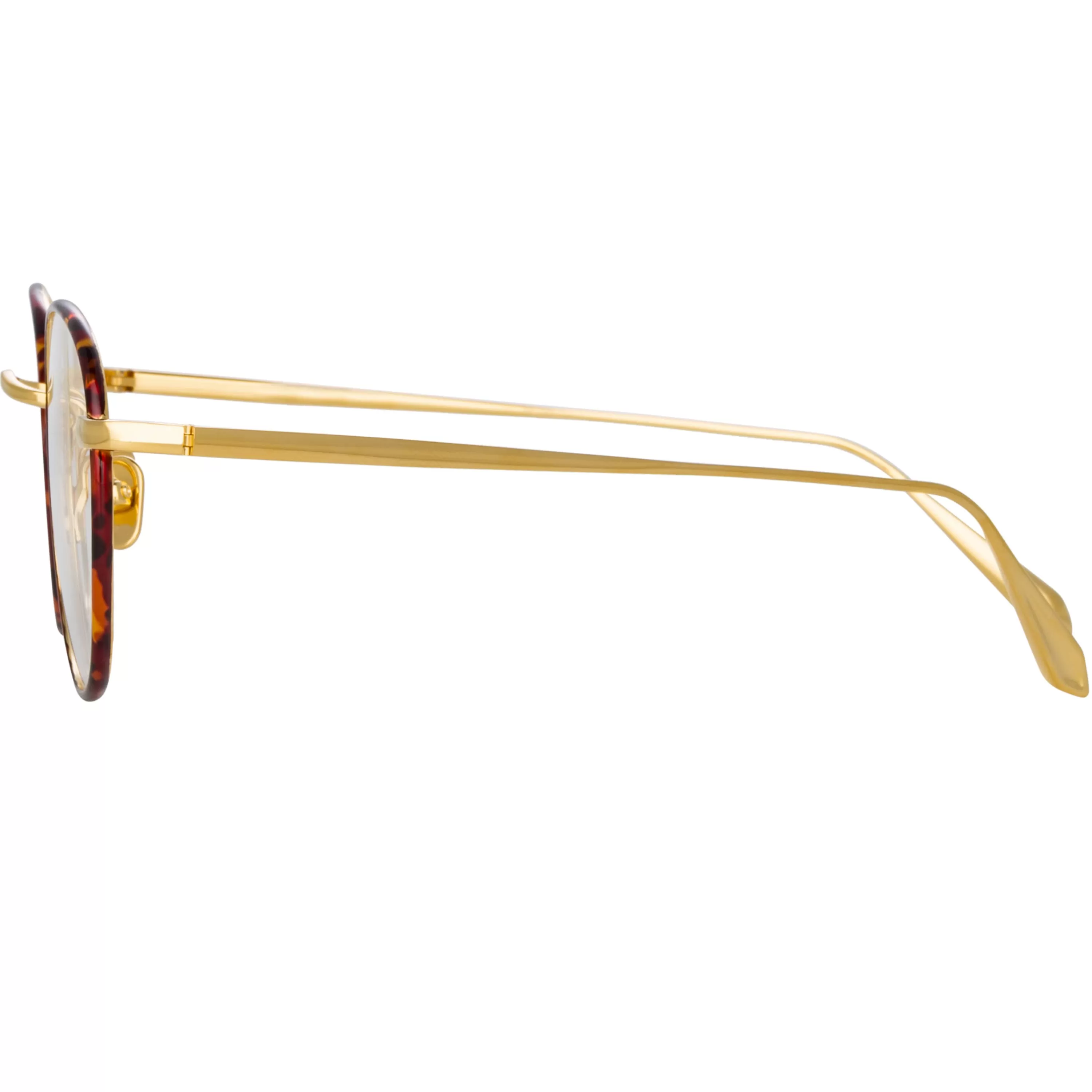 LINDA FARROW (U.K.) Jules Oval Optical Frame in Yellow Gold and Tortoiseshell