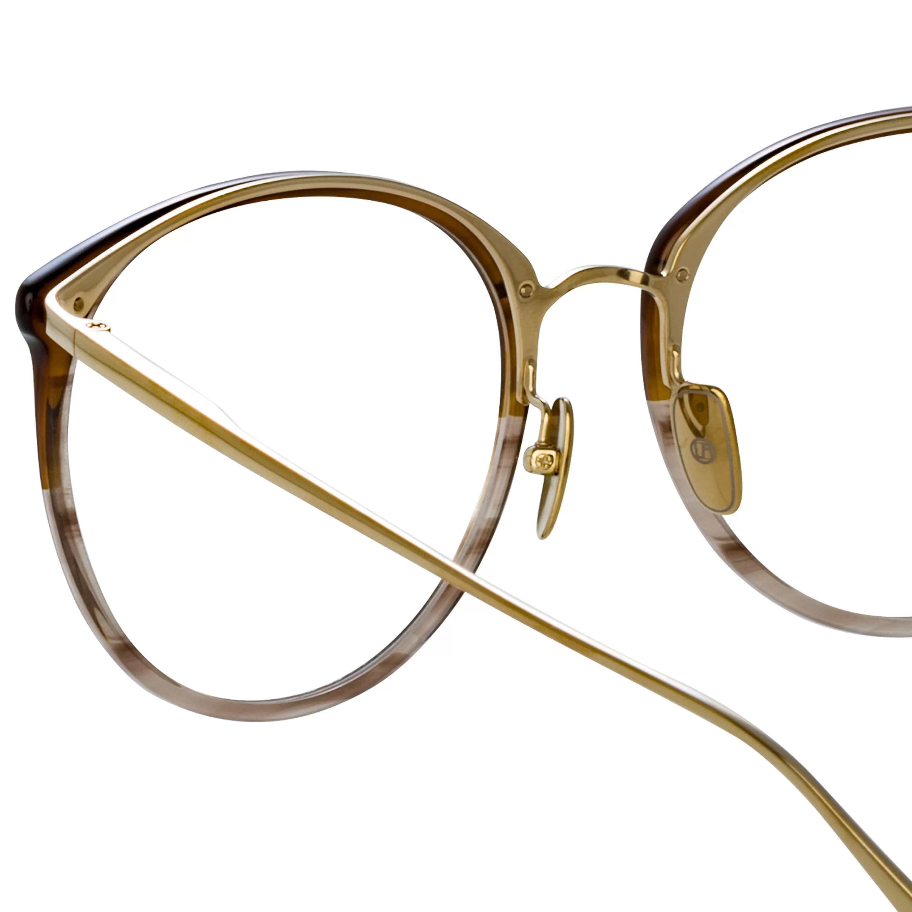 Women Linda Farrow Kings Oversized Optical Frame in Caramel Horn