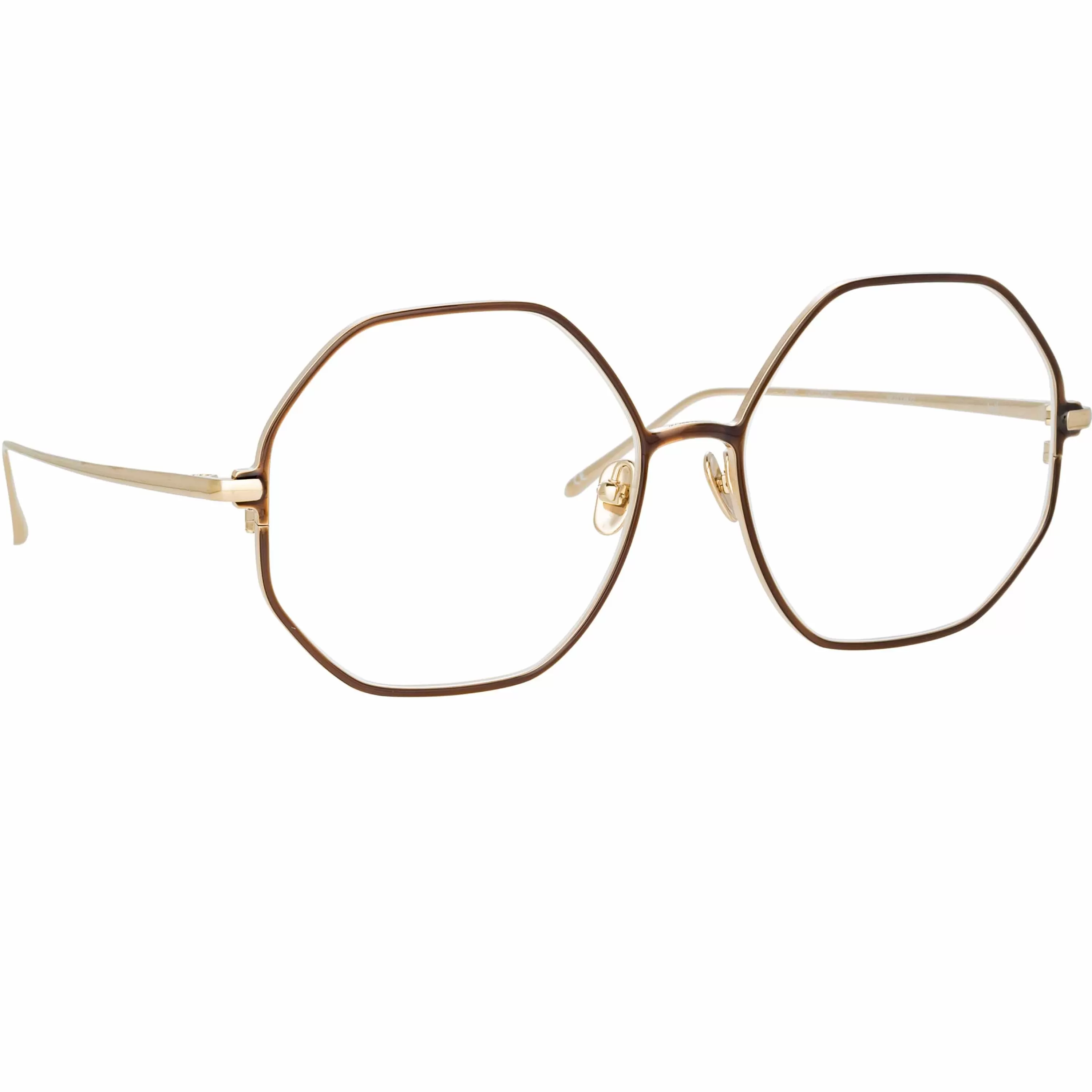 LINDA FARROW (U.K.) Leif Oversized Optical Frame in Light Gold and Brown