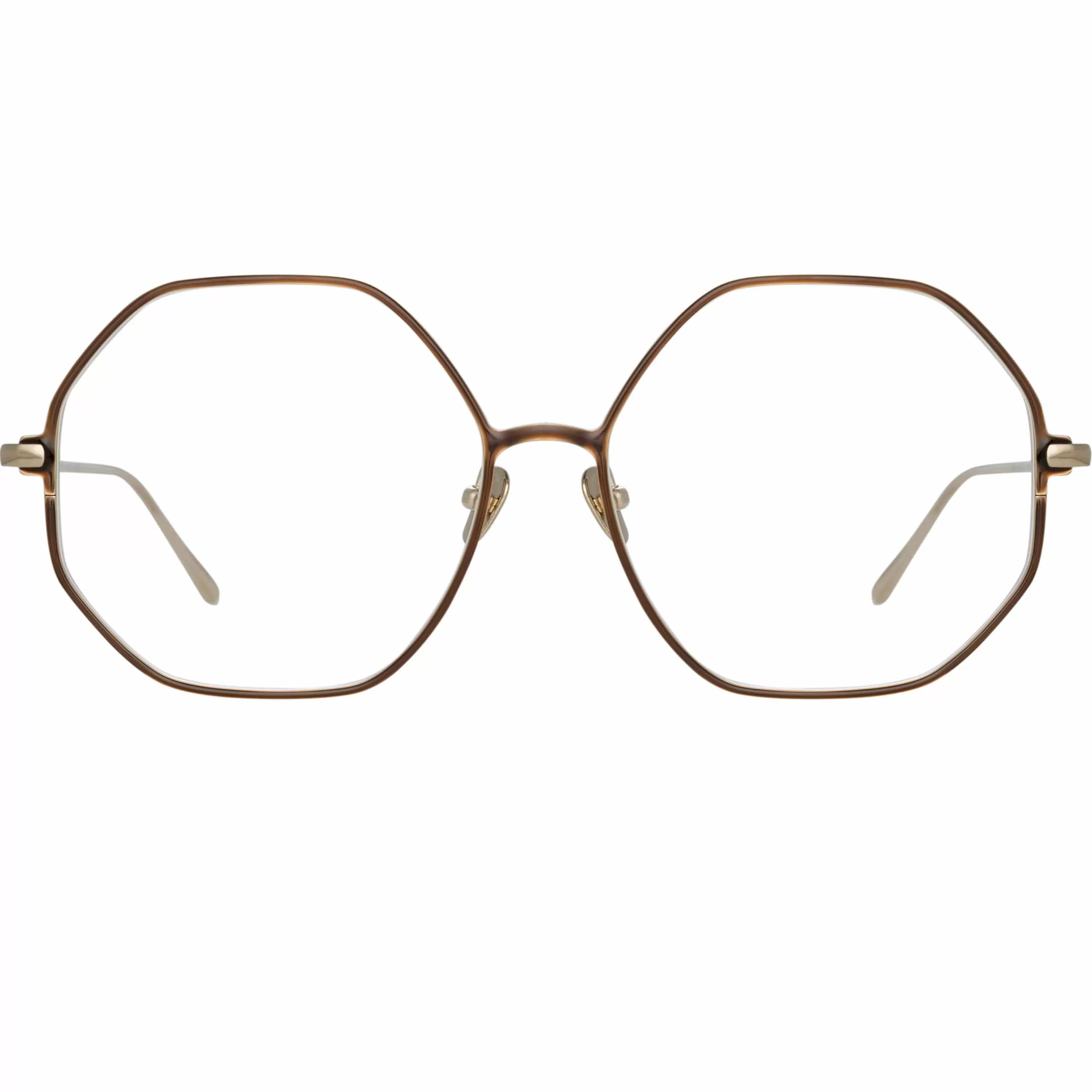 LINDA FARROW (U.K.) Leif Oversized Optical Frame in Light Gold and Brown