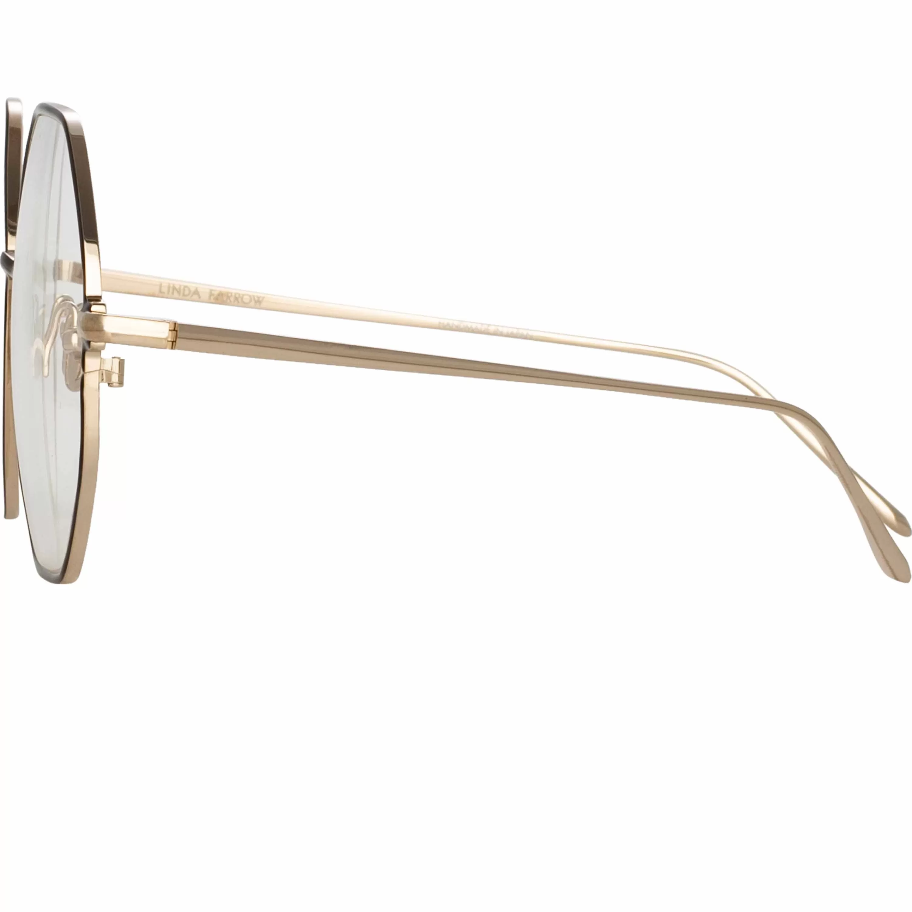 LINDA FARROW (U.K.) Leif Oversized Optical Frame in Light Gold and Brown
