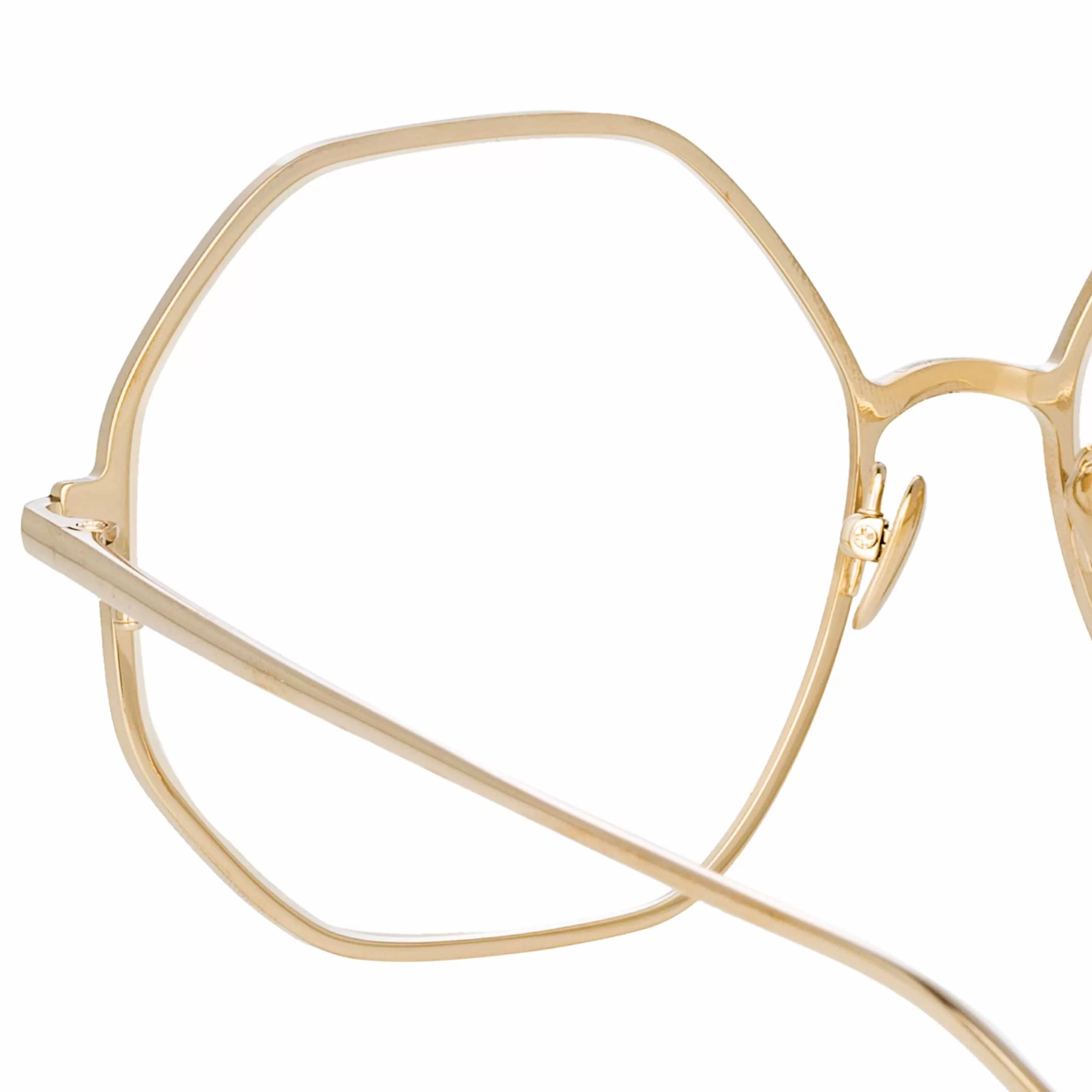 LINDA FARROW (U.K.) Leif Oversized Optical Frame in Light Gold and Brown