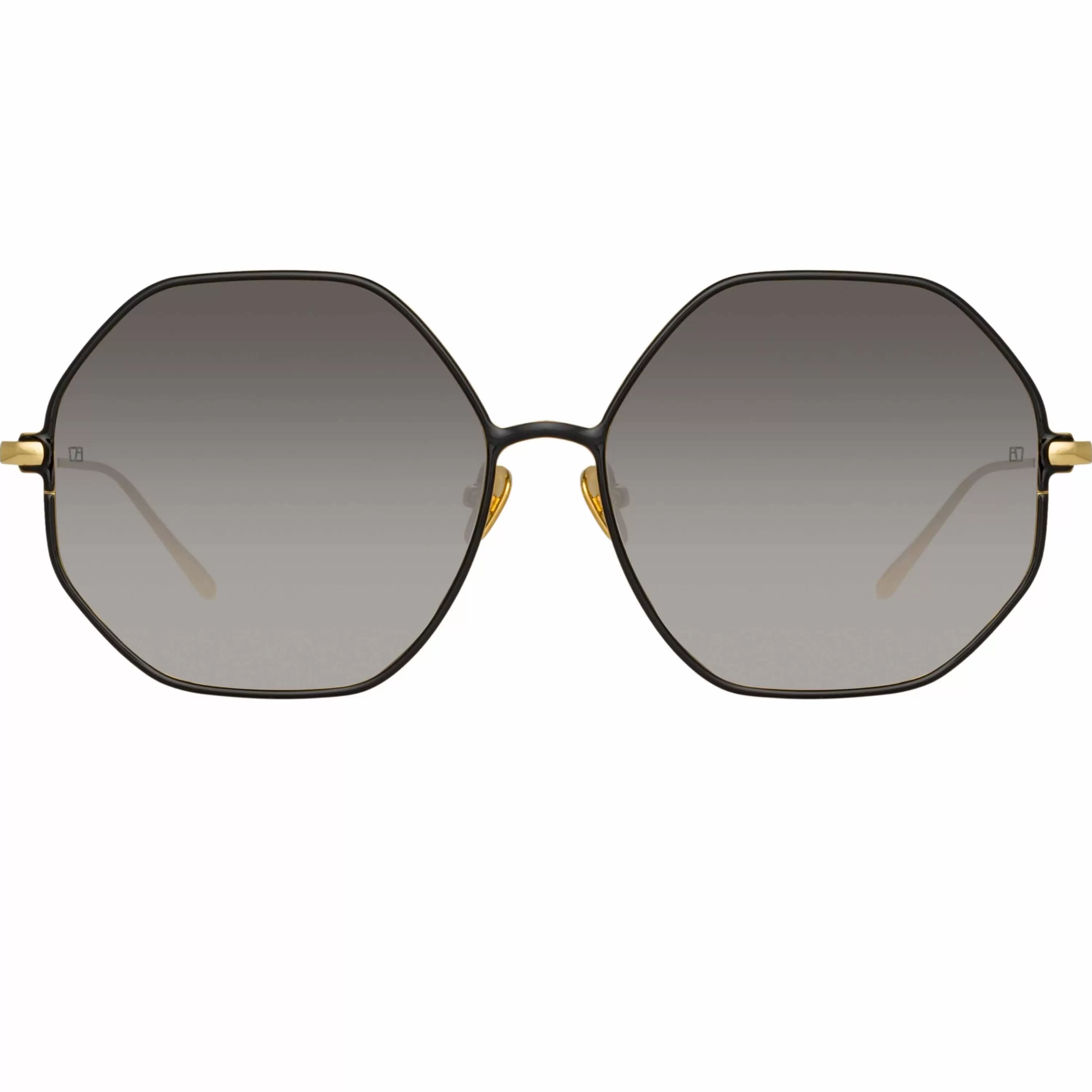 LINDA FARROW (U.K.) Leif Oversized Sunglasses in Yellow Gold and Black