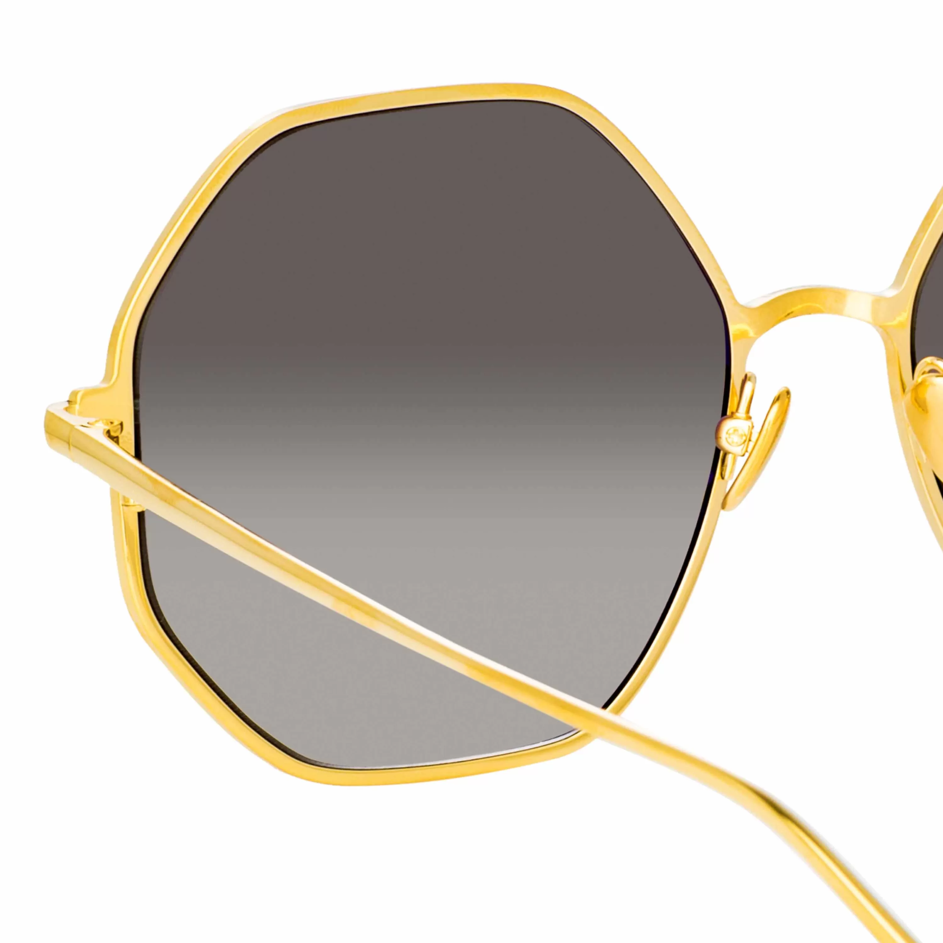 LINDA FARROW (U.K.) Leif Oversized Sunglasses in Yellow Gold and Black
