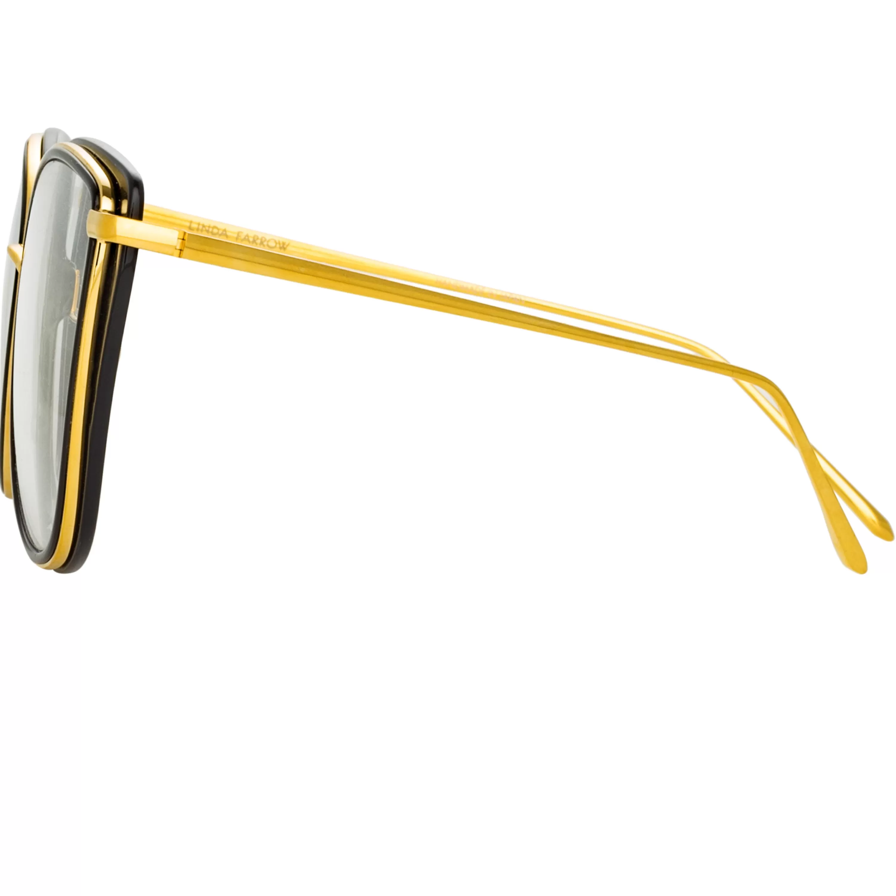 LINDA FARROW UK Liza Cat Eye Optical Frame in Black and Yellow Gold
