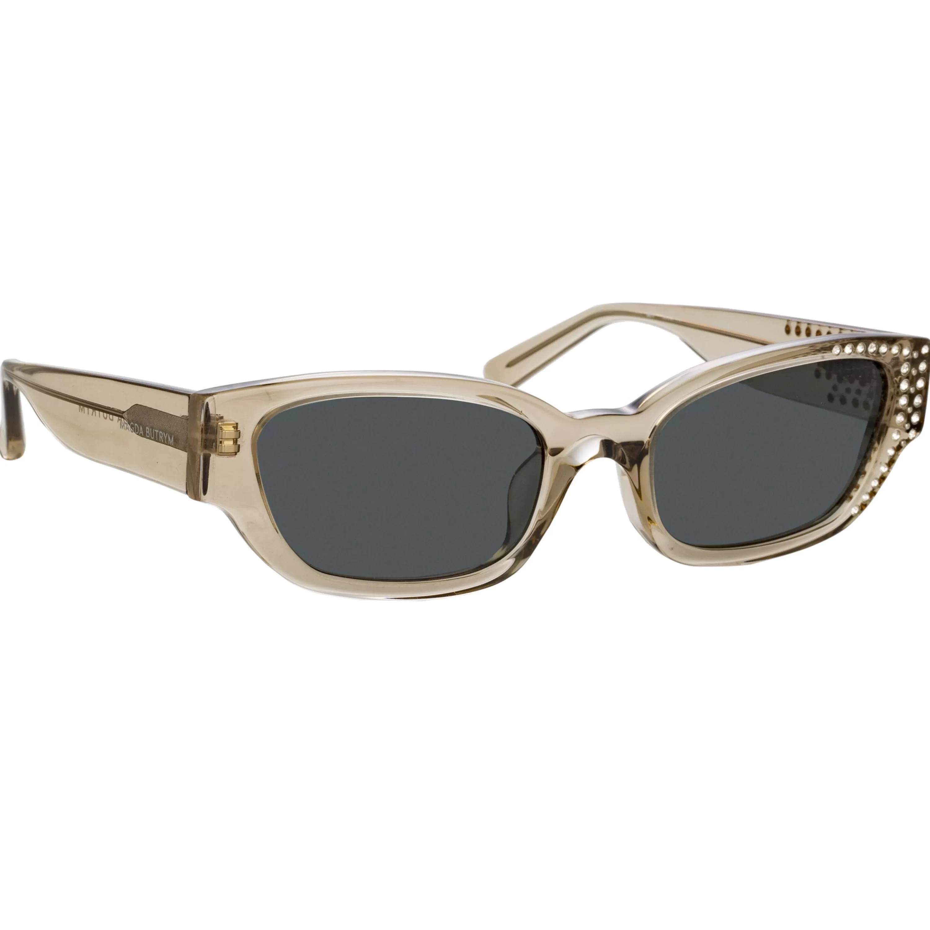LINDA FARROW UK Magda Butrym Cat Eye Sunglasses in Grey and Silver Lenses
