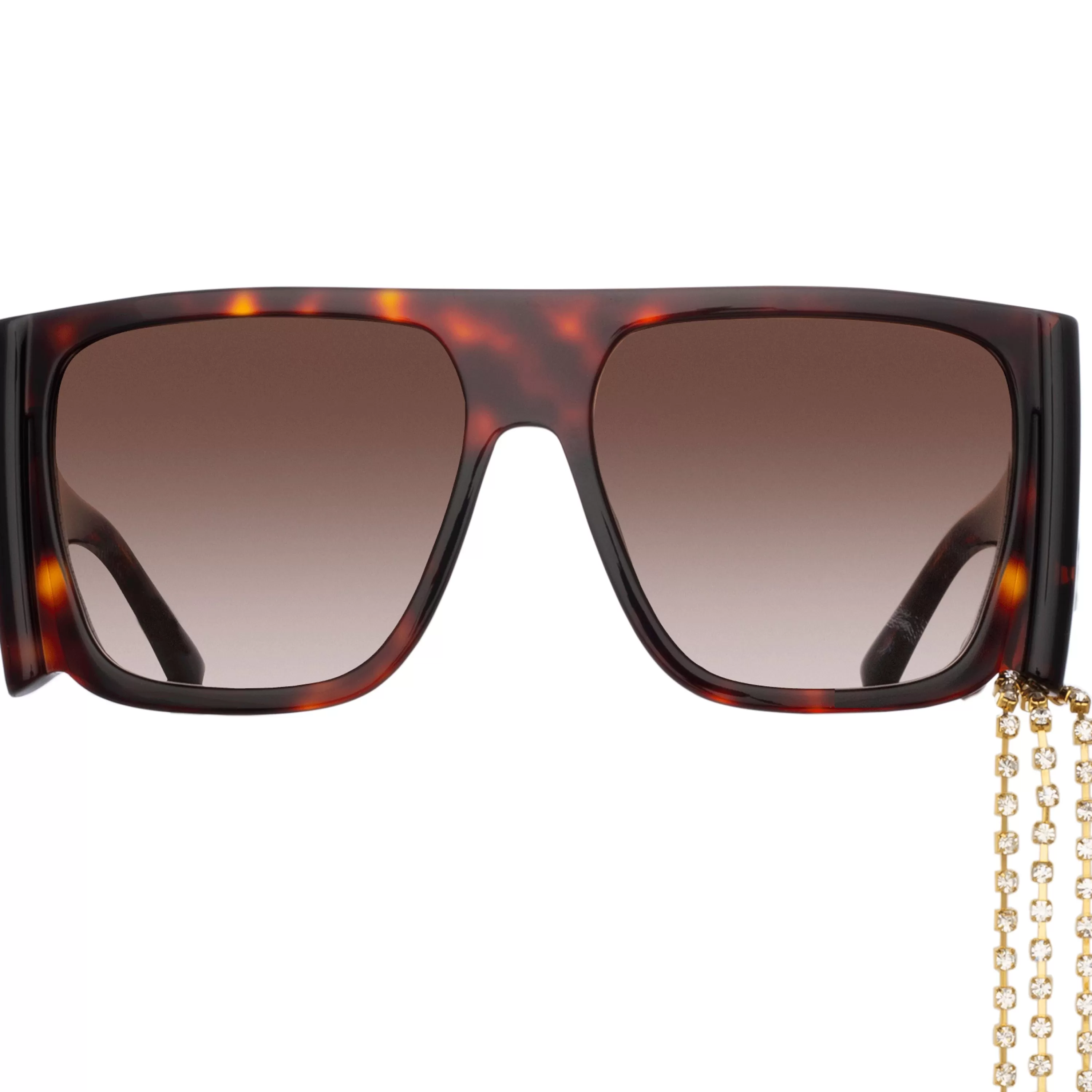 LINDA FARROW UK Magda Butrym Flat Top Sunglasses in Tortoiseshell and Brown