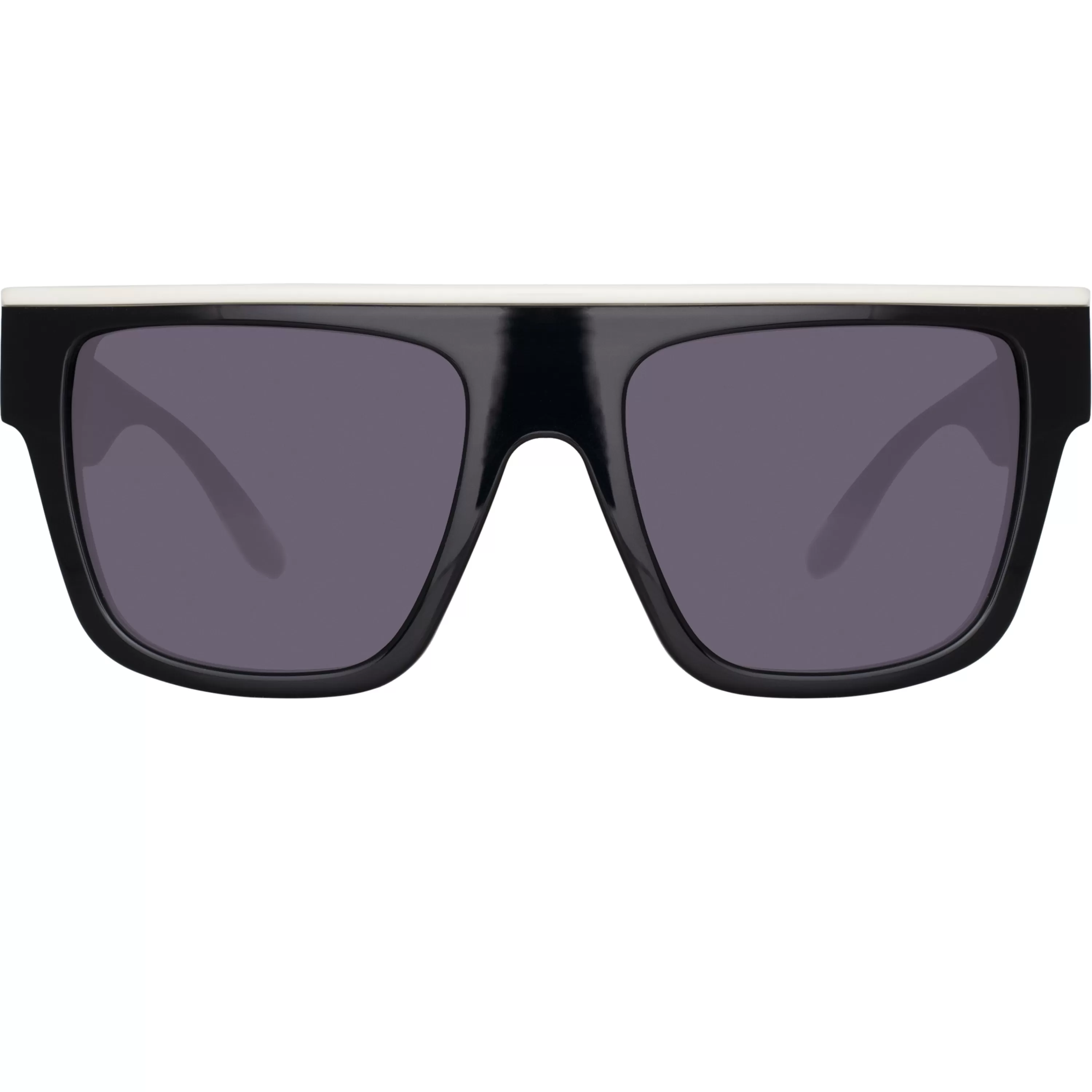 LINDA FARROW (U.K.) Magda Butrym x LF Flat White Top Sunglasses in Black