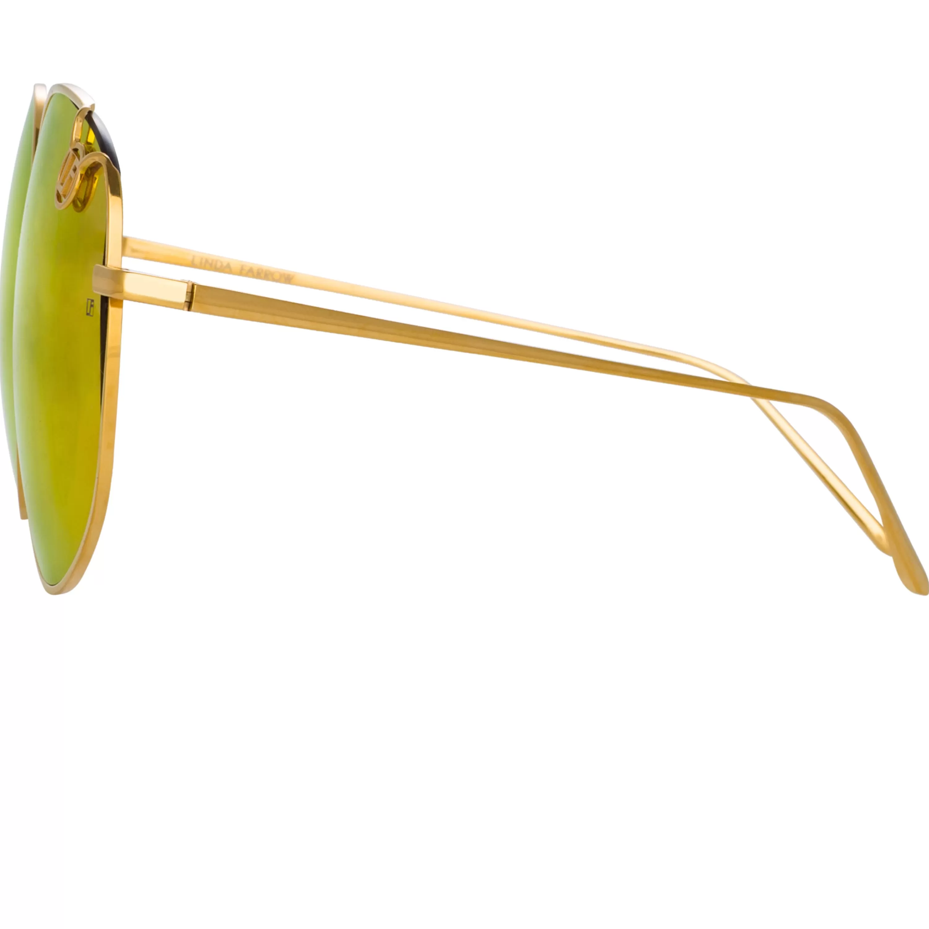 LINDA FARROW (U.K.) Marisa Oversized Sunglasses in Yellow Gold and Red