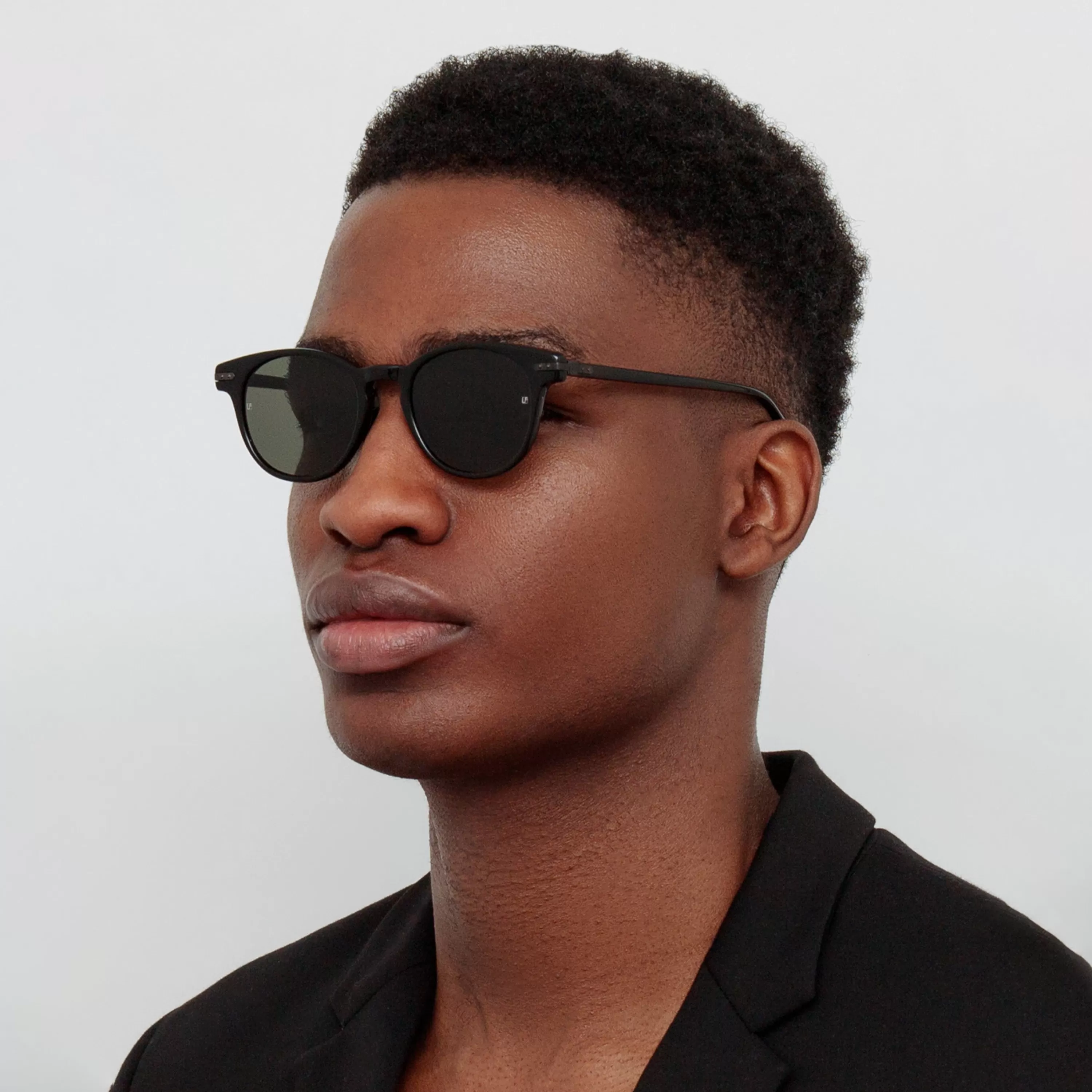 Linda Farrow Men's Bay D-Frame Sunglasses in Black and Matt Nickel (Asian Fit)