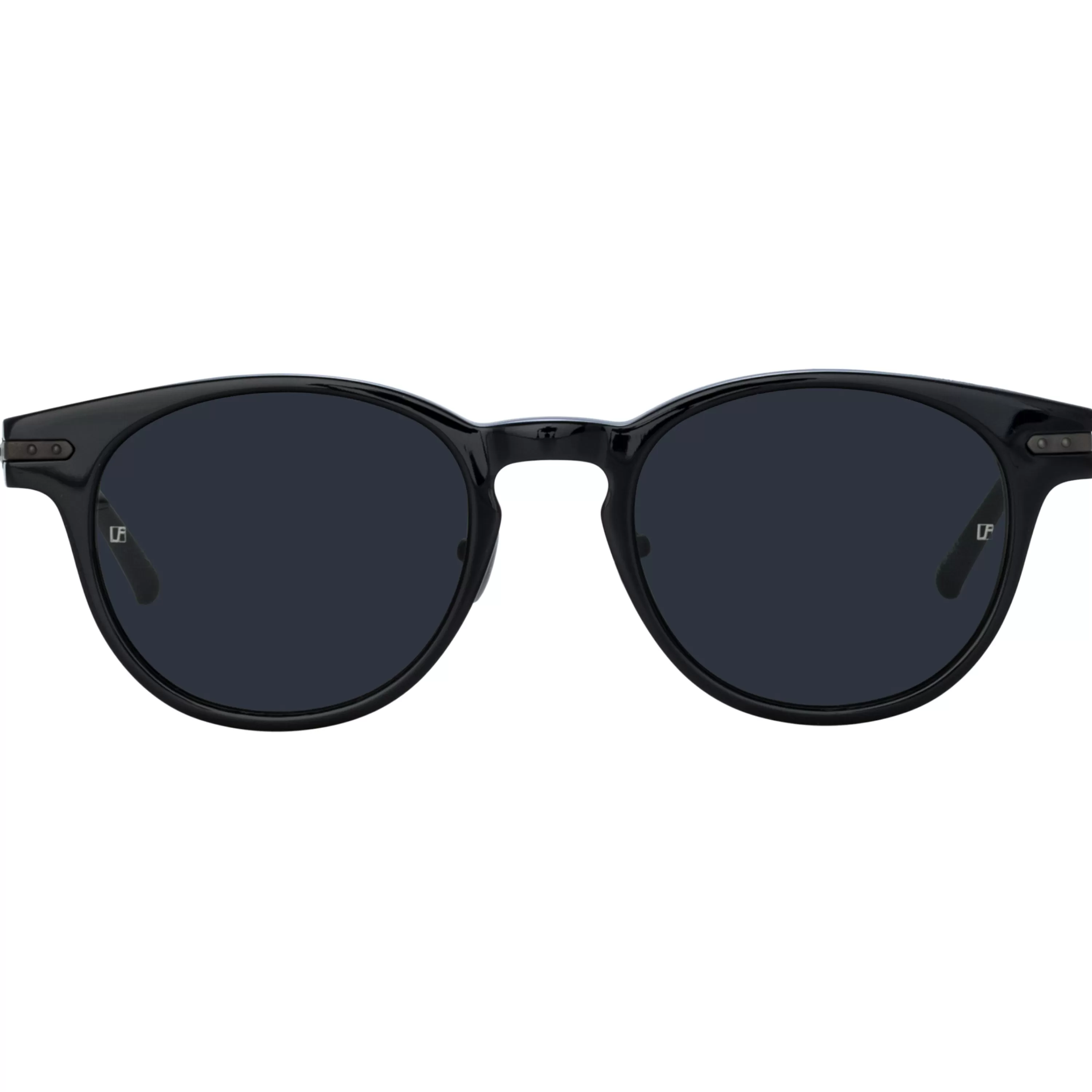 Linda Farrow Men's Bay D-Frame Sunglasses in Black and Matt Nickel (Asian Fit)