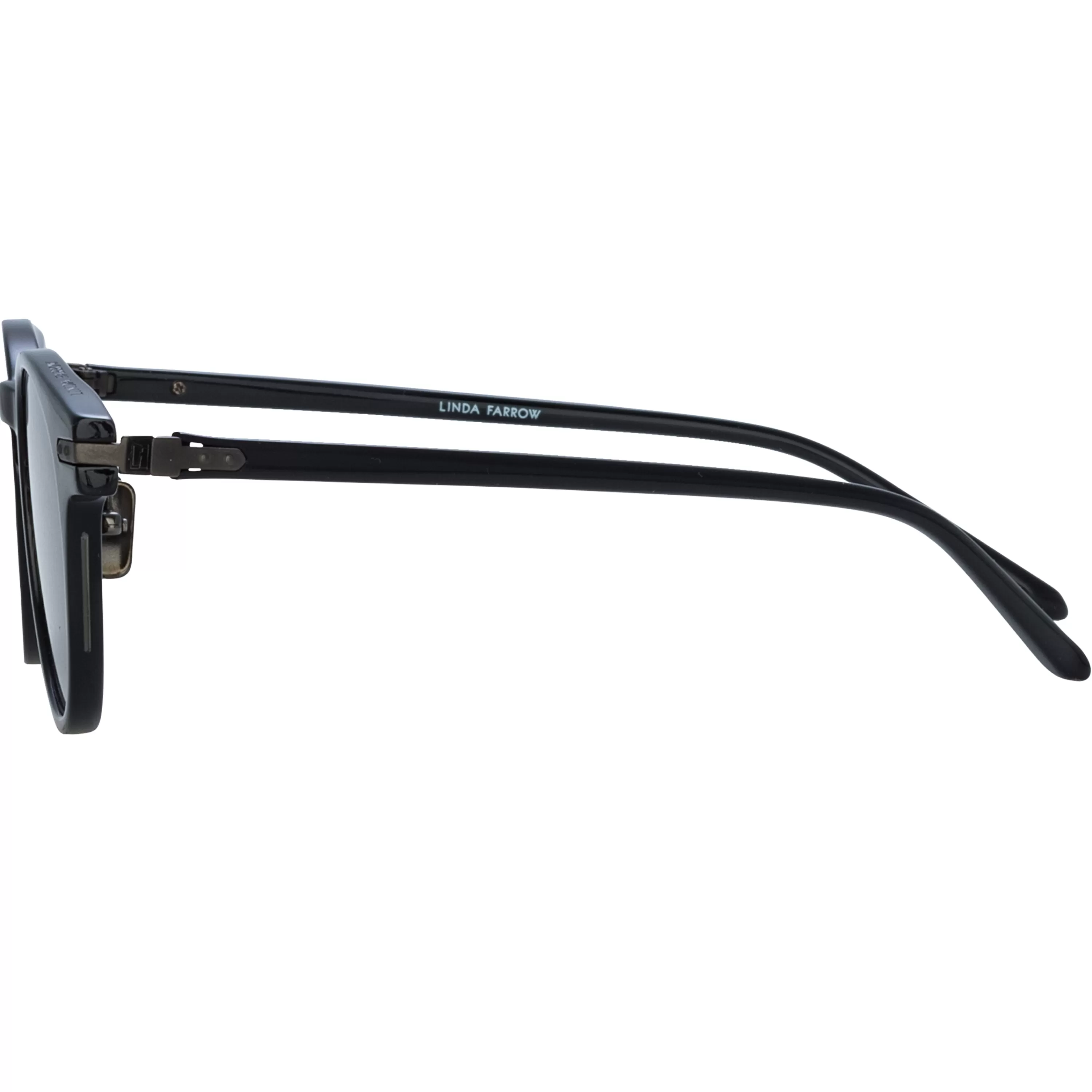 Linda Farrow Men's Bay D-Frame Sunglasses in Black and Matt Nickel (Asian Fit)