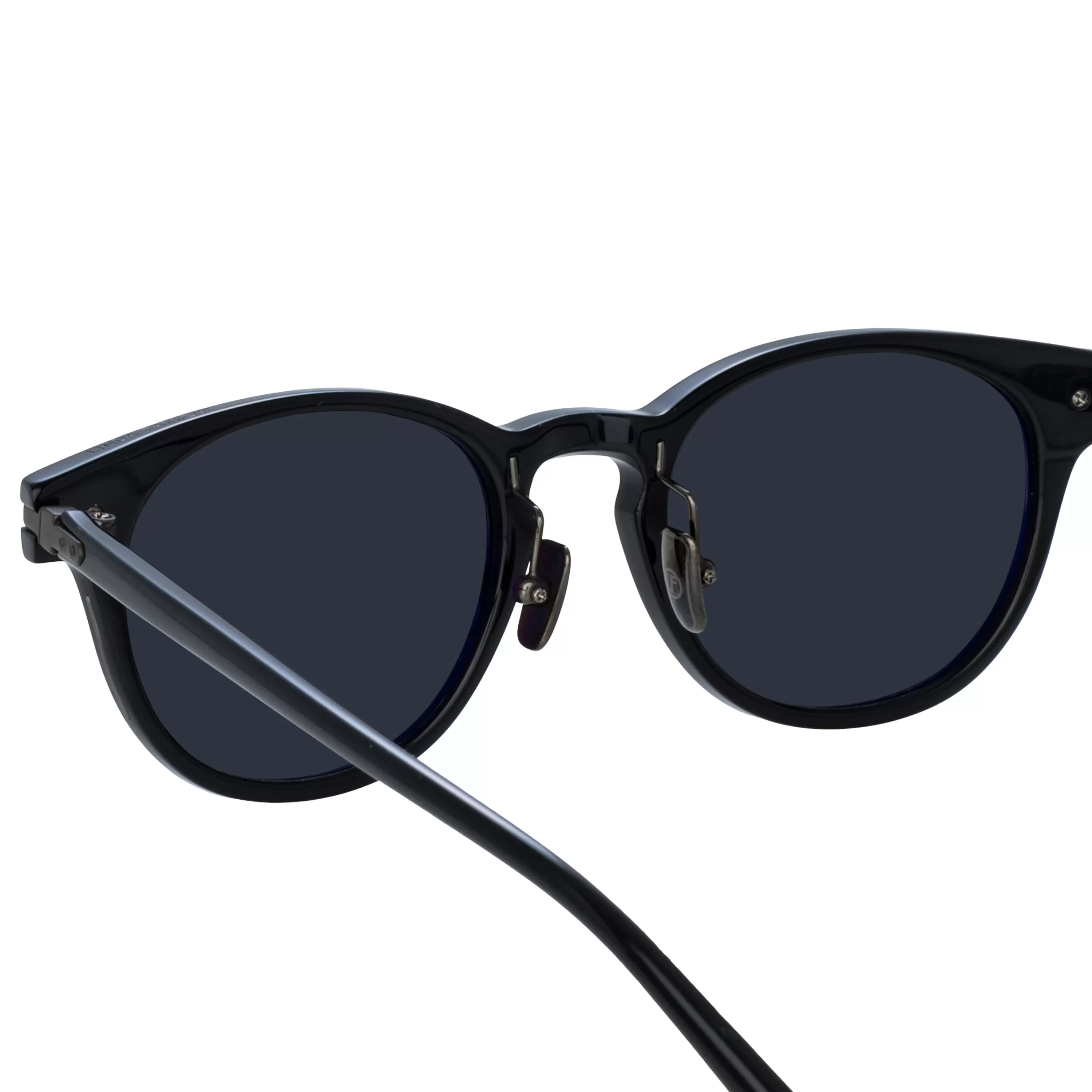 Linda Farrow Men's Bay D-Frame Sunglasses in Black and Matt Nickel (Asian Fit)