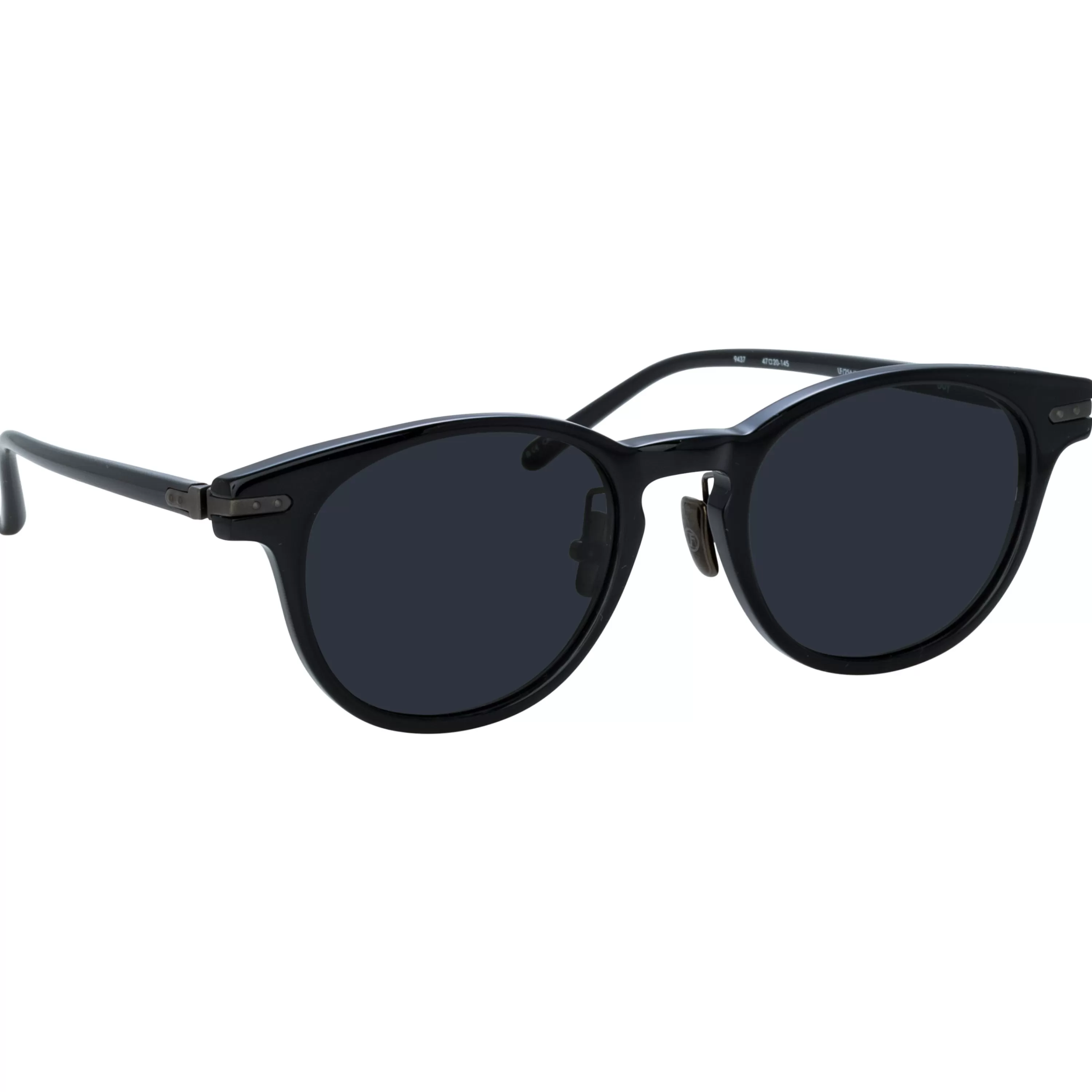 Linda Farrow Men's Bay D-Frame Sunglasses in Black and Matt Nickel (Asian Fit)