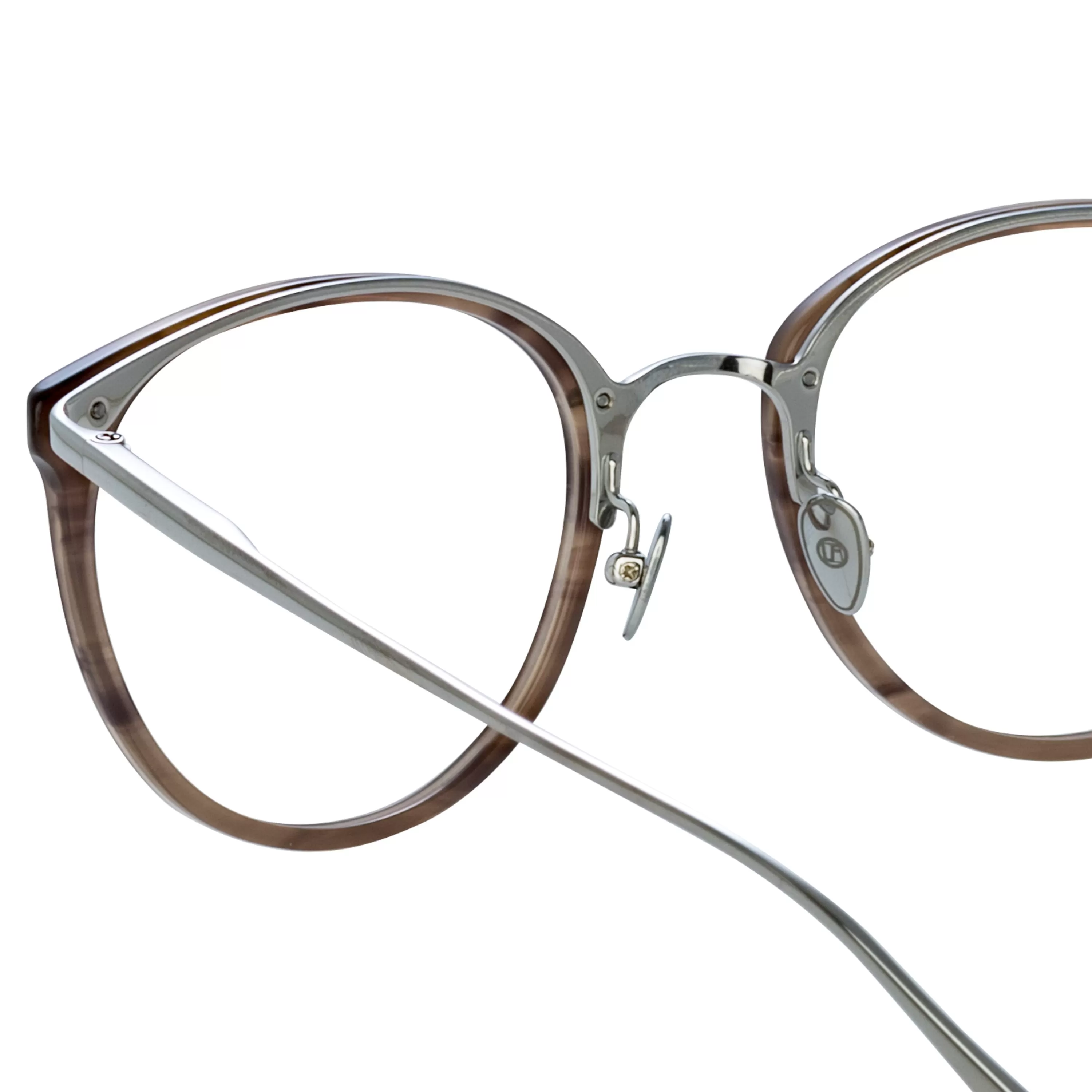 Linda Farrow Men's Calthorpe Oval Optical Frame in Grey Horn