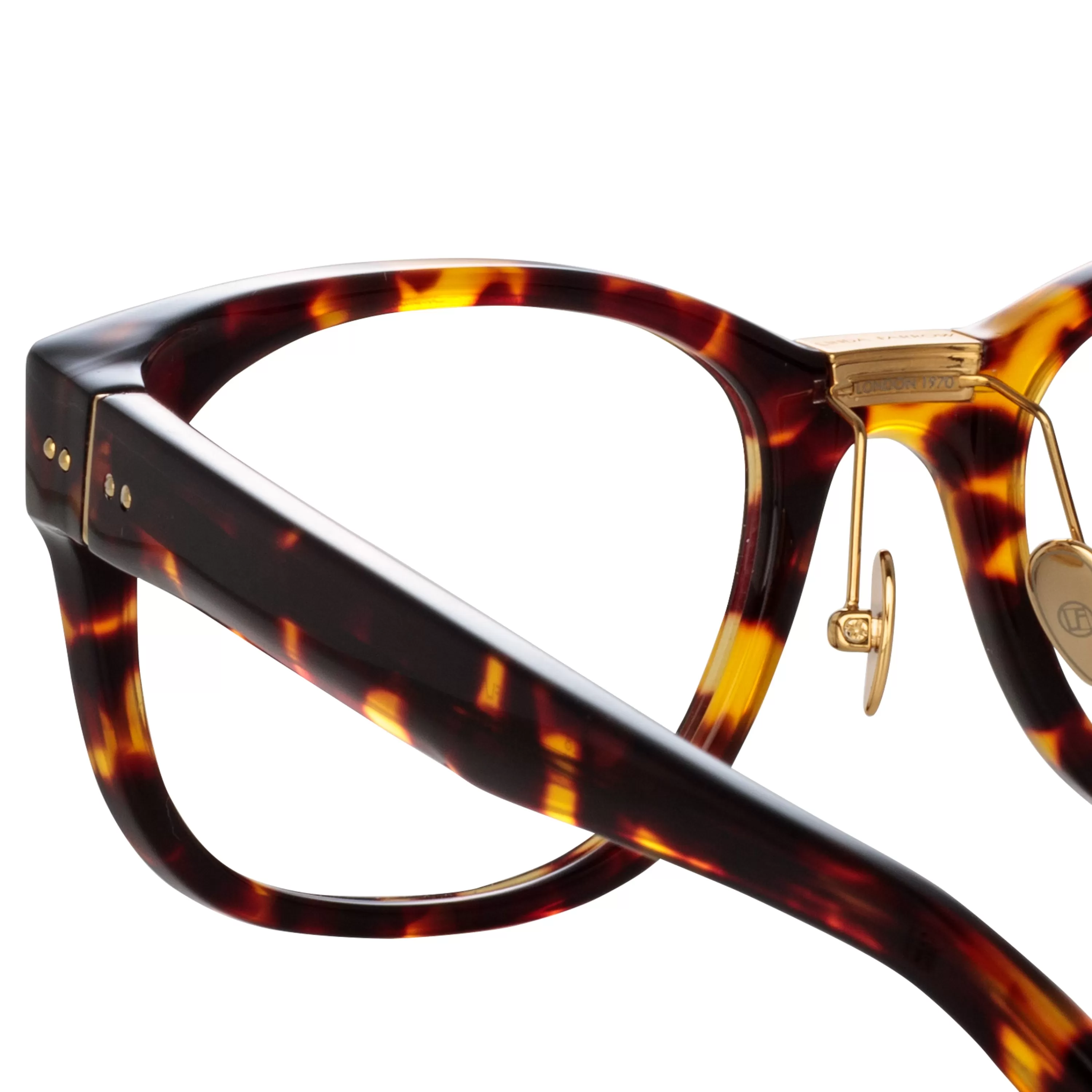 LINDA FARROW (U.K.) Men's Cedric Rectangular Optical Frames in Tortoiseshell (Asian Fit)