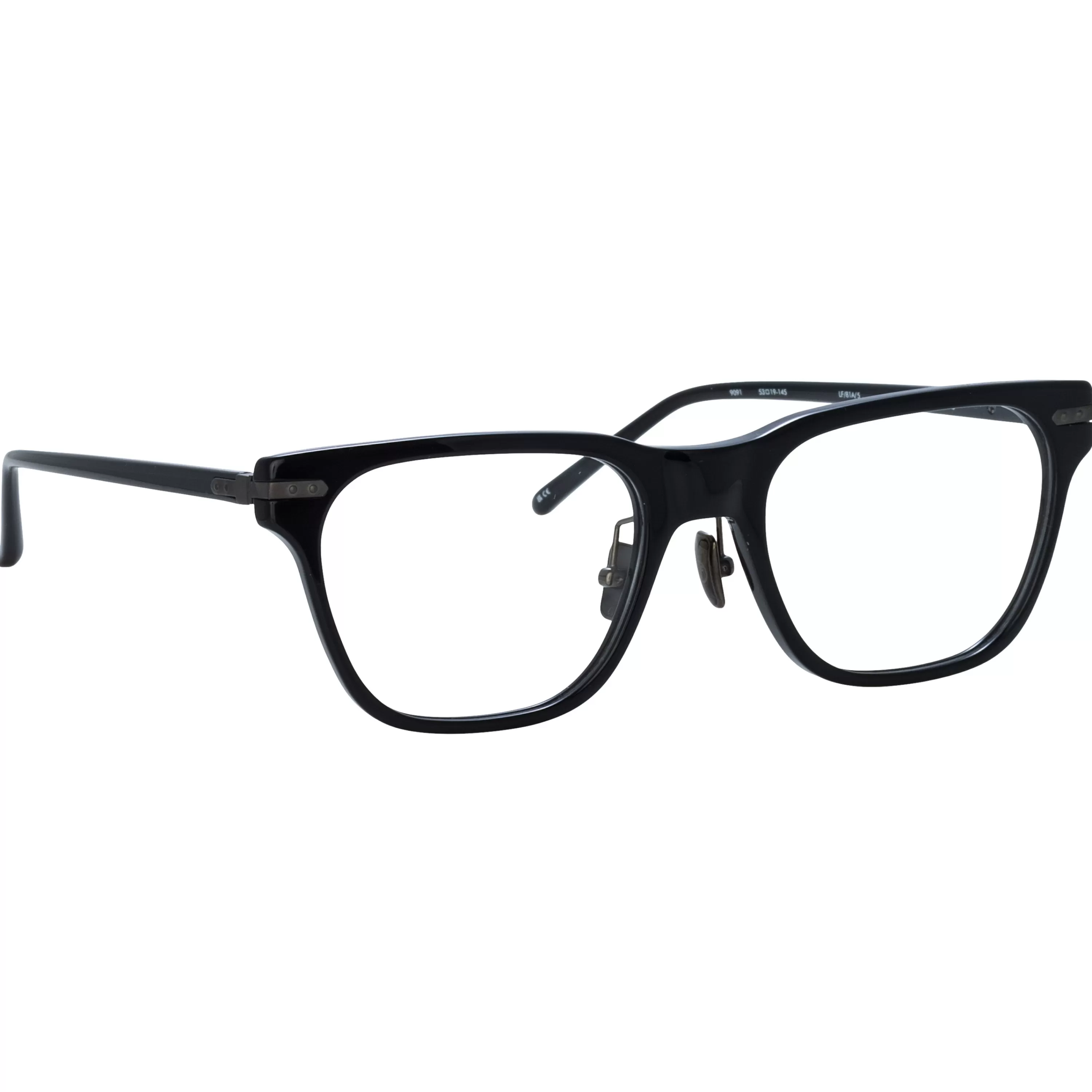 Linda Farrow Men's Cove Optical D-Frame in Black and Matt Nickel (Asian Fit)