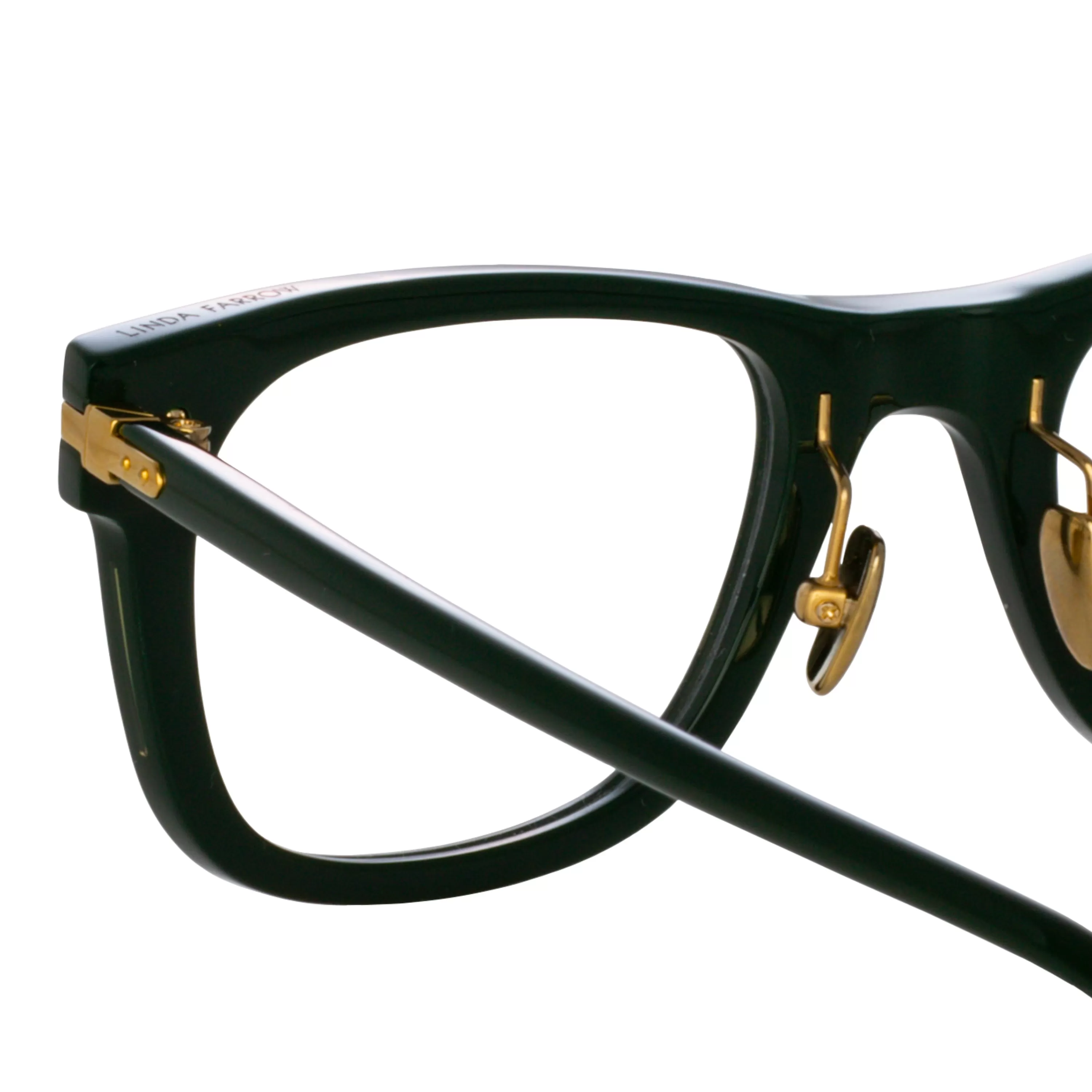 LINDA FARROW (U.K.) Men's Portico Optical D-Frame in Forest Green (Asian Fit)