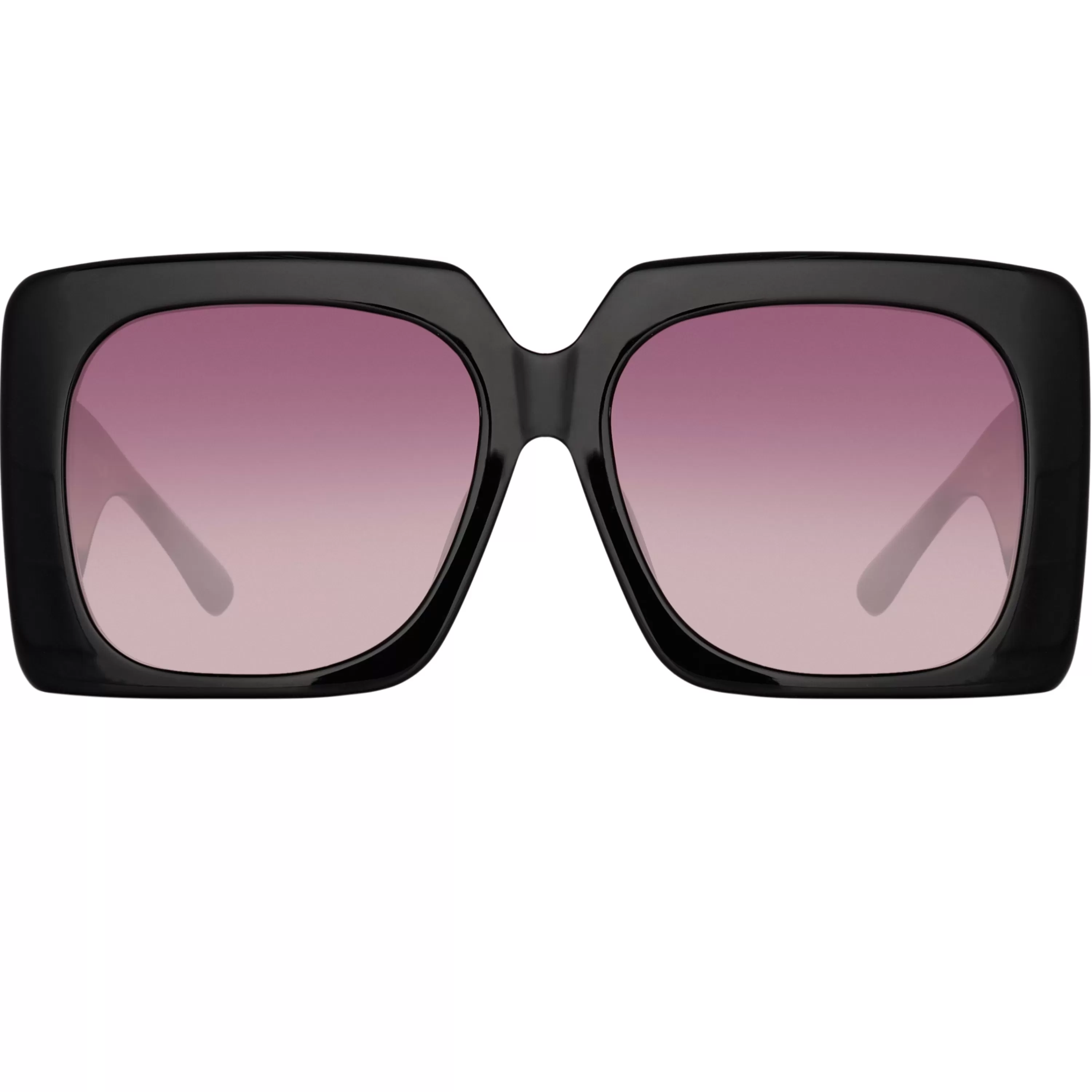 LINDA FARROW (U.K.) Sierra Oversized Sunglasses in Black and Wine Lenses