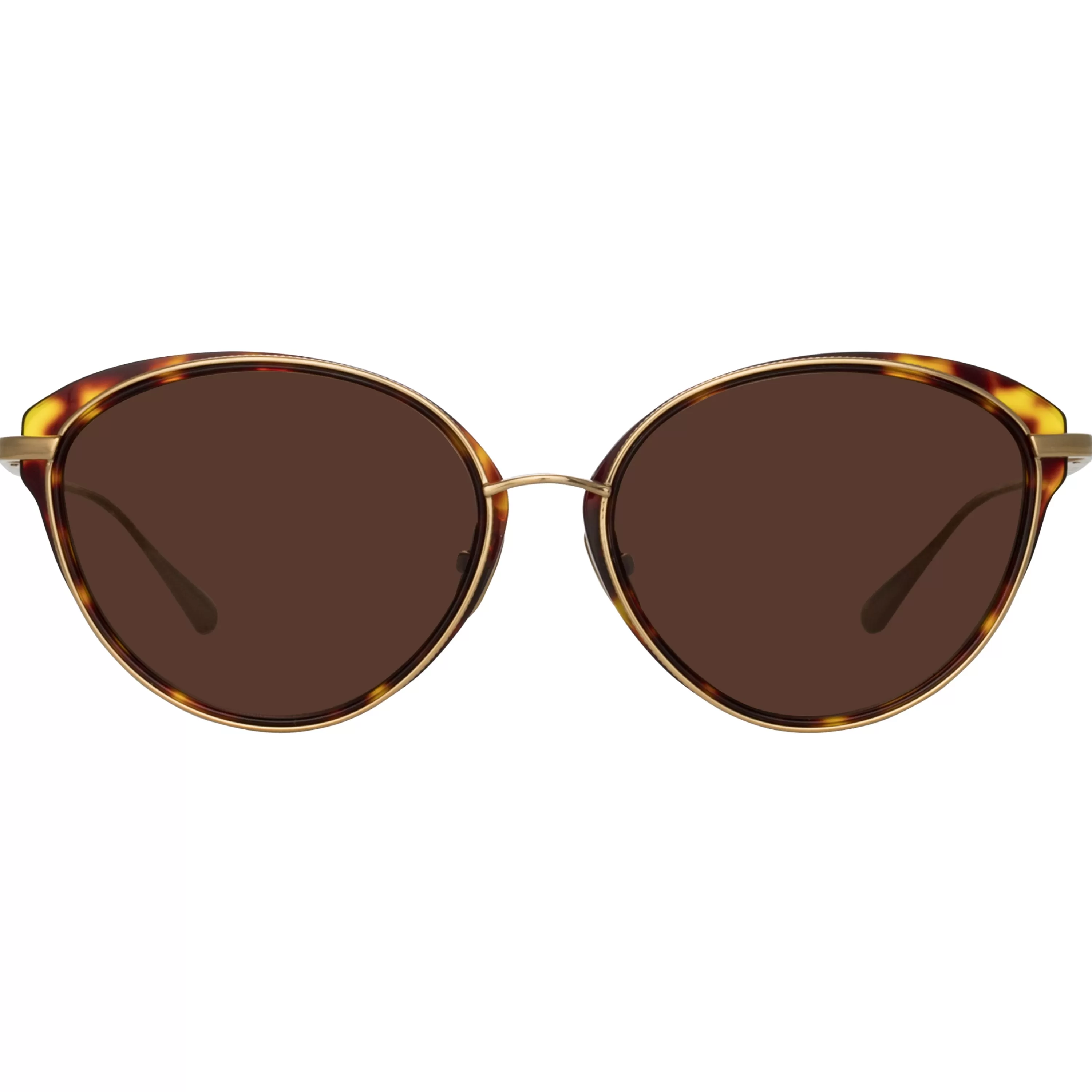 Women LINDA FARROW (U.K.) Song Cat Eye Sunglasses in Light Gold and Tortoiseshell