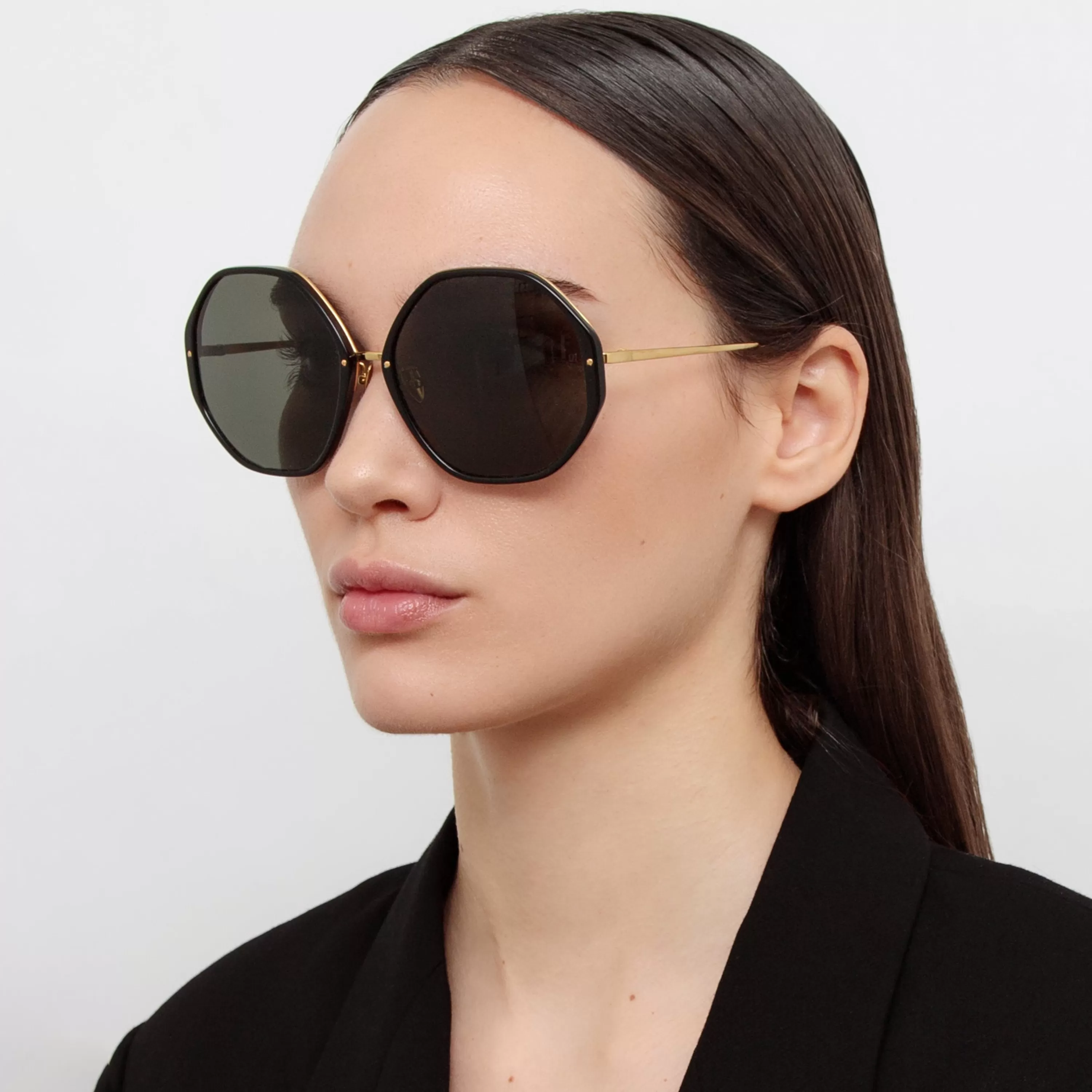 Linda Farrow The Alona | Oversized Sunglasses in Black Frame (C29)