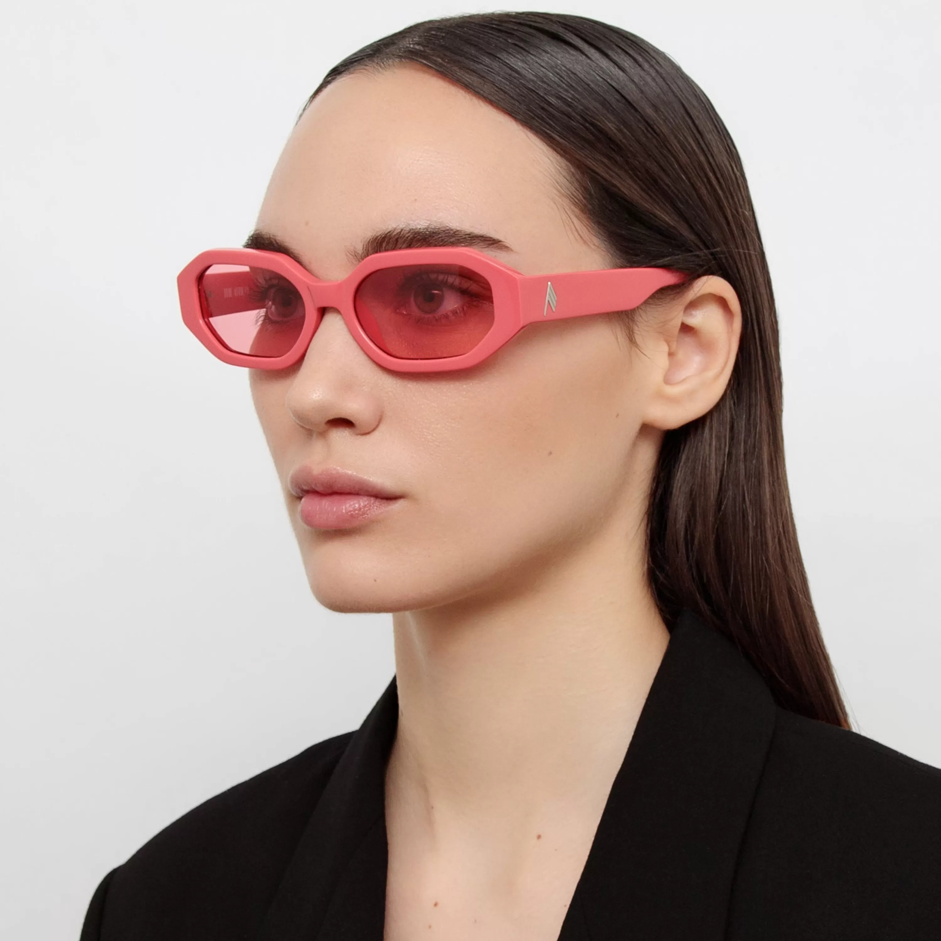 The Attico Irene Angular Sunglasses in Coral