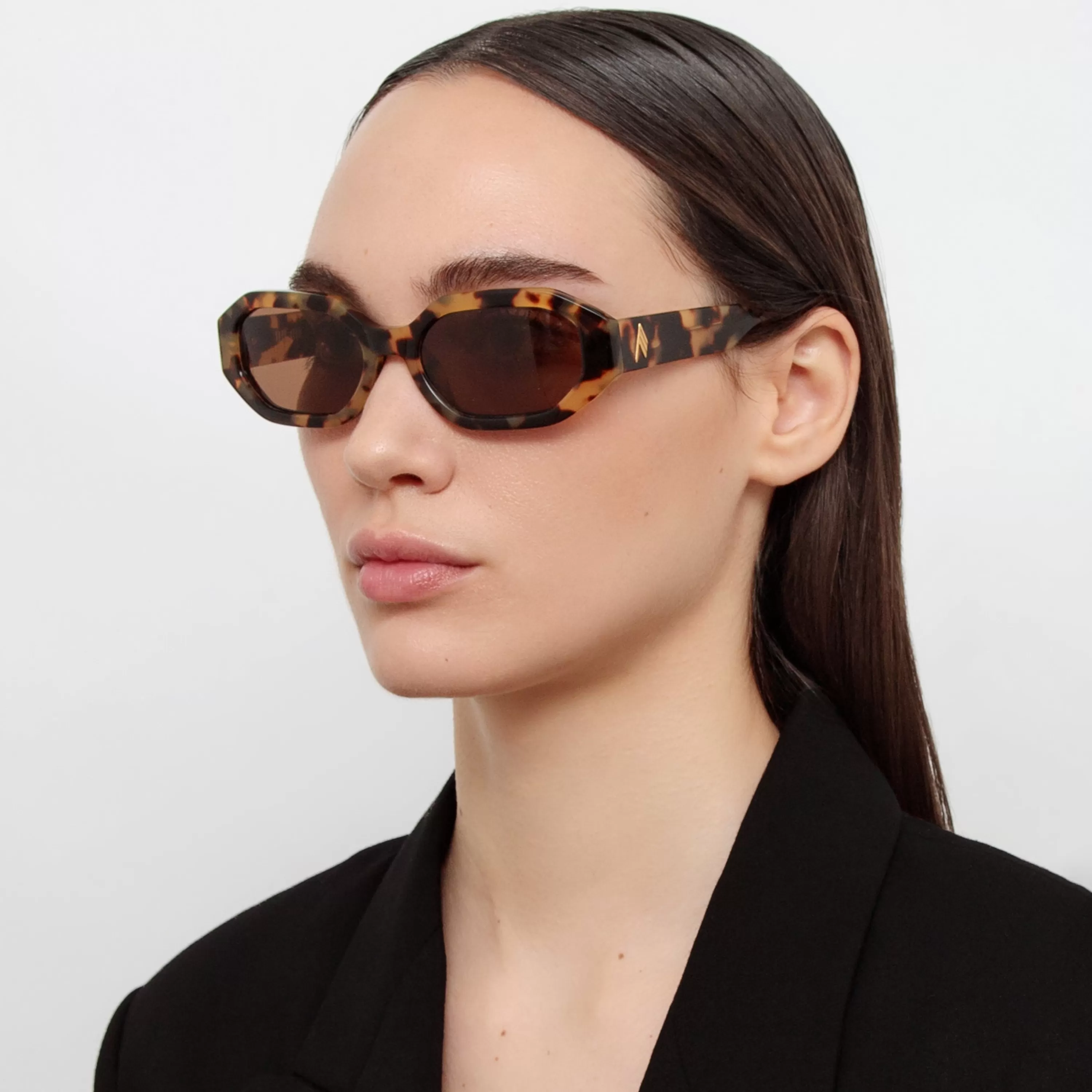 The Attico Irene Angular Sunglasses in Tortoiseshell and Brown