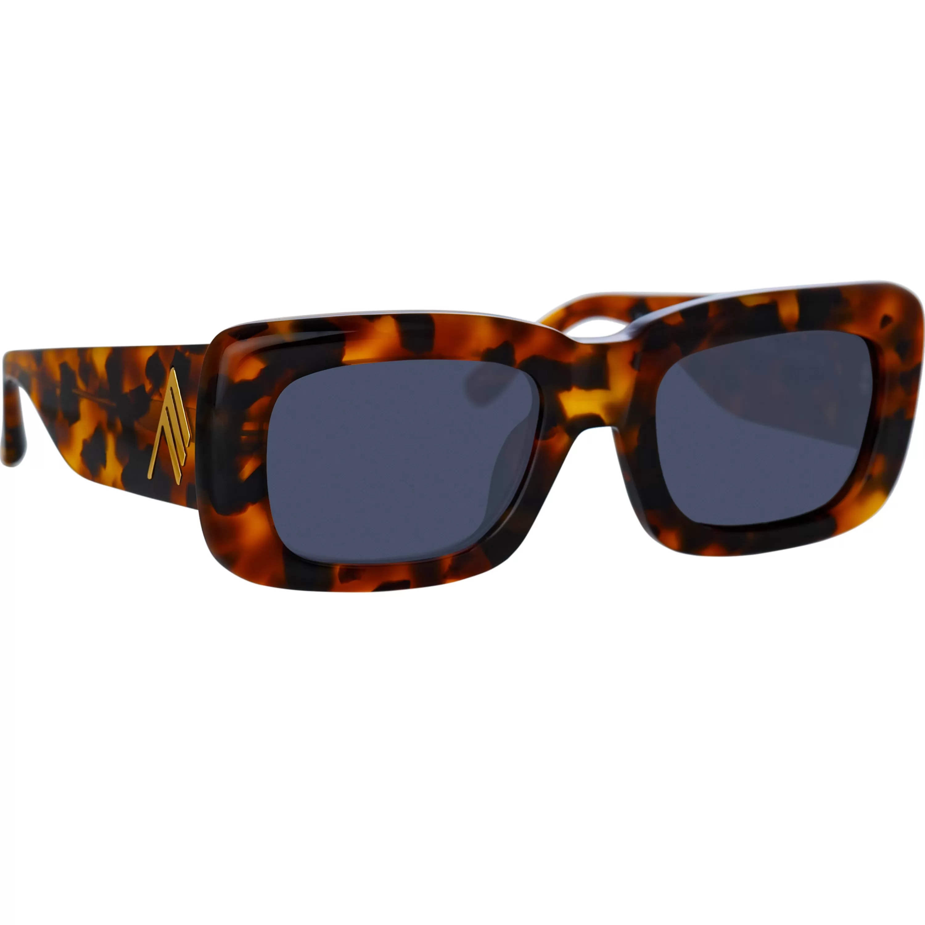 The Attico Marfa Rectangular Sunglasses in Tortoiseshell and Blue Lenses