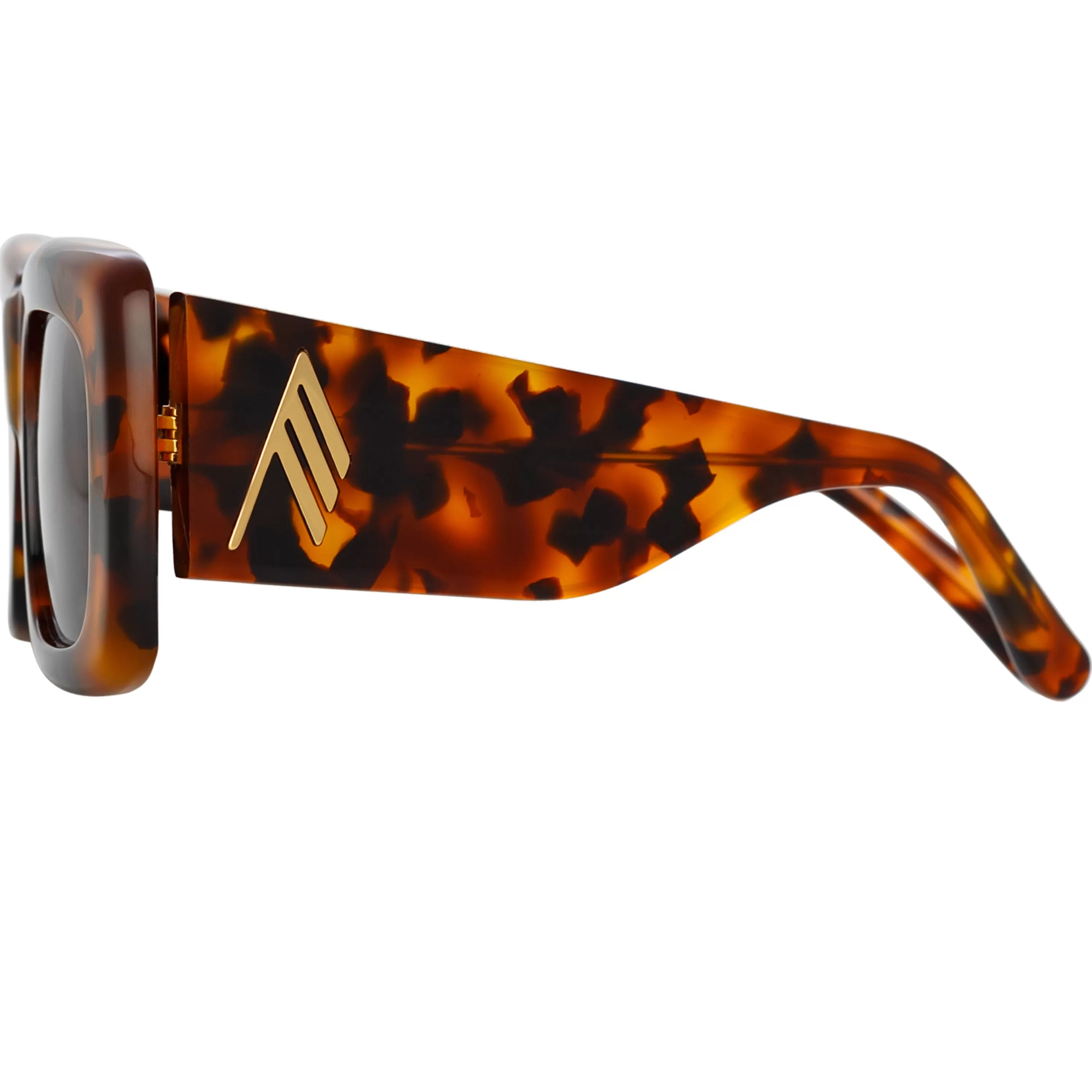 The Attico Marfa Rectangular Sunglasses in Tortoiseshell and Blue Lenses
