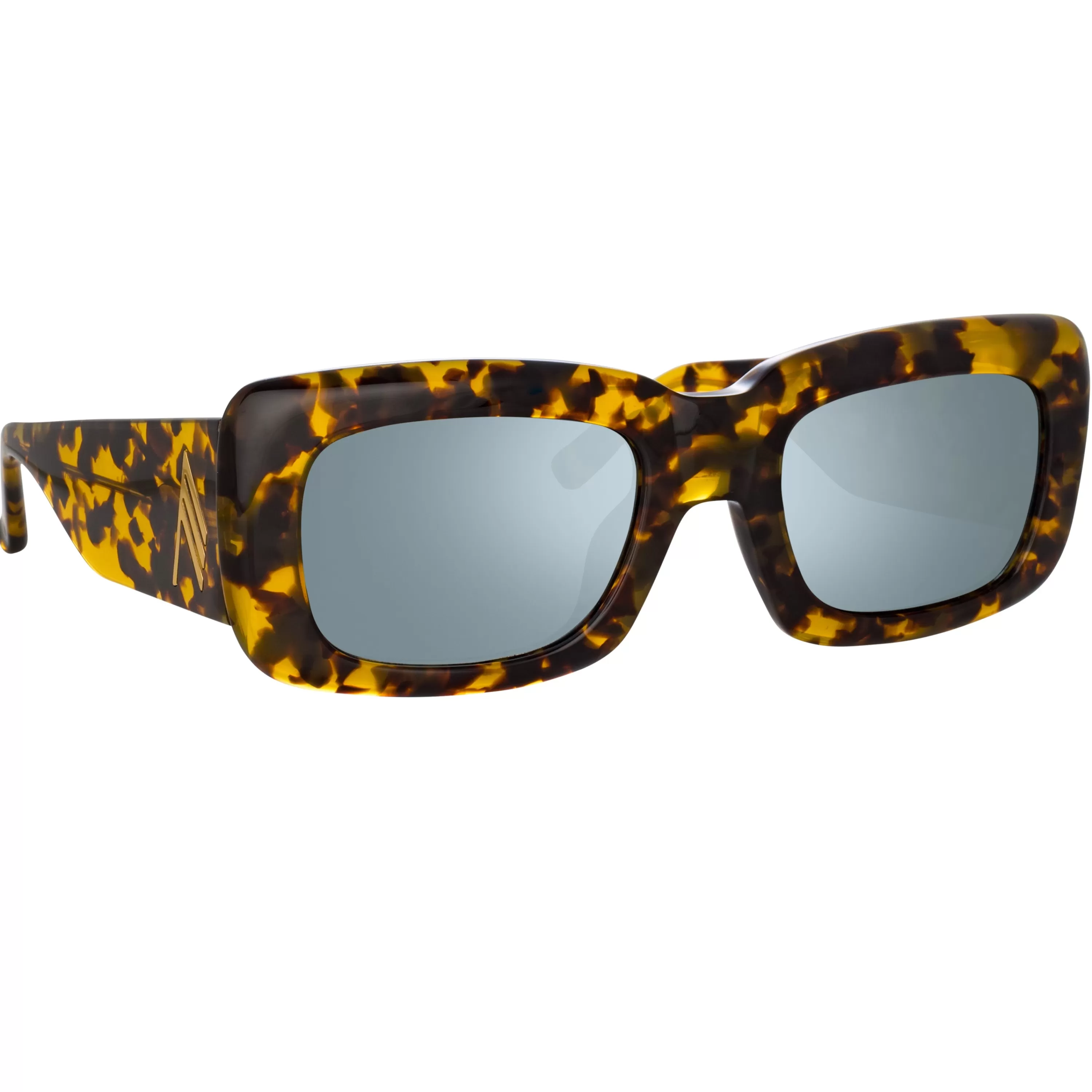 The Attico Marfa Rectangular Sunglasses in Tortoiseshell and Green