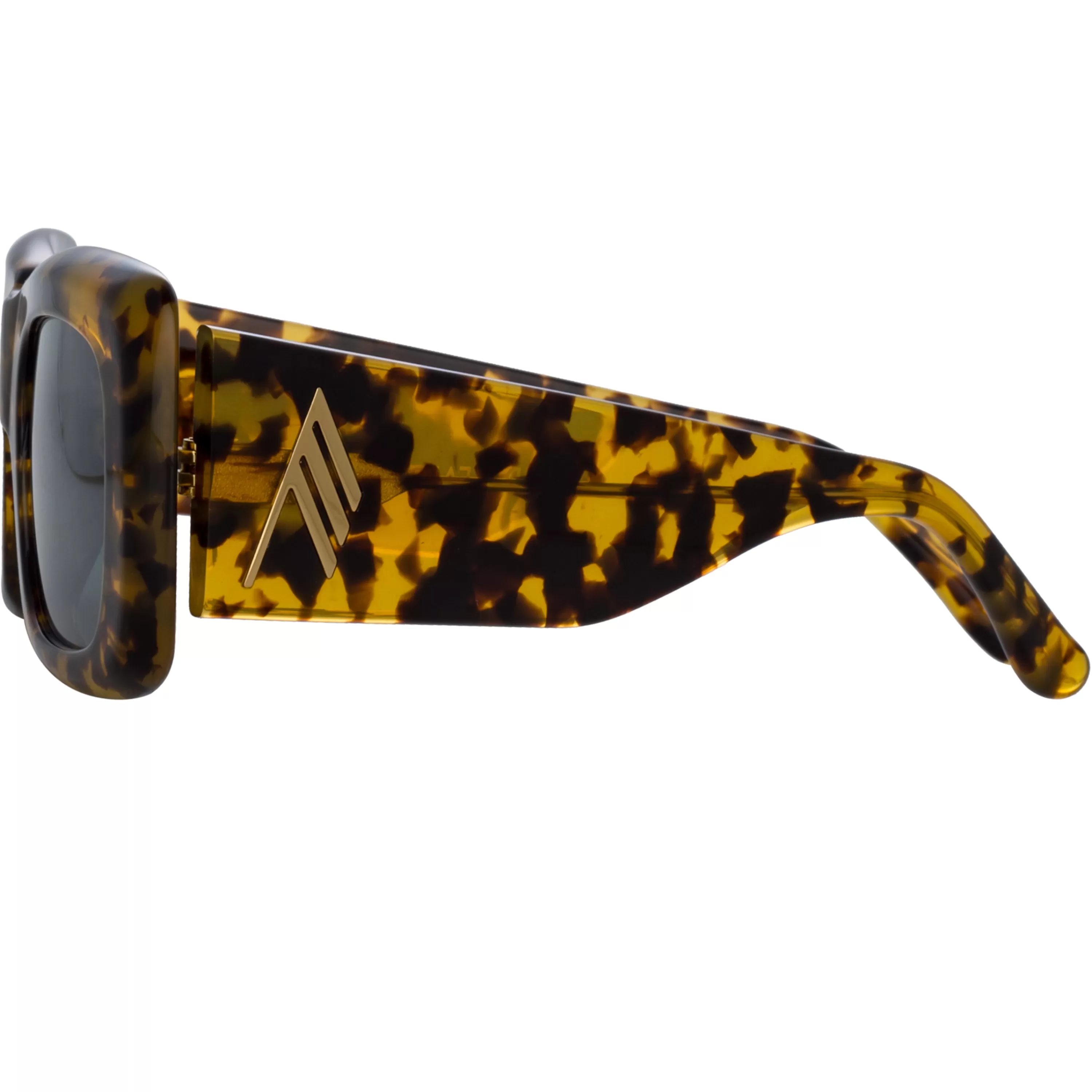 The Attico Marfa Rectangular Sunglasses in Tortoiseshell and Green