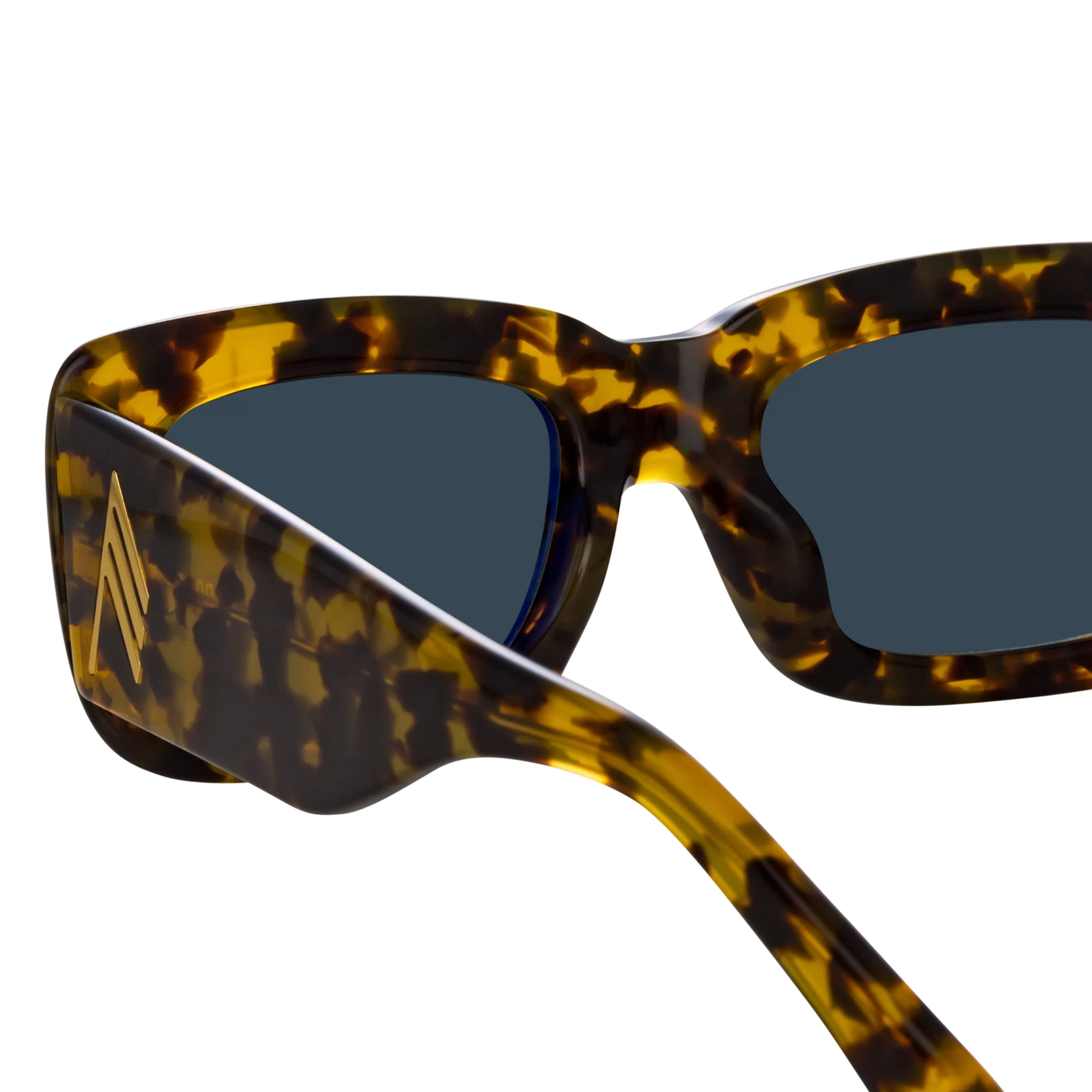 The Attico Marfa Rectangular Sunglasses in Tortoiseshell and Green