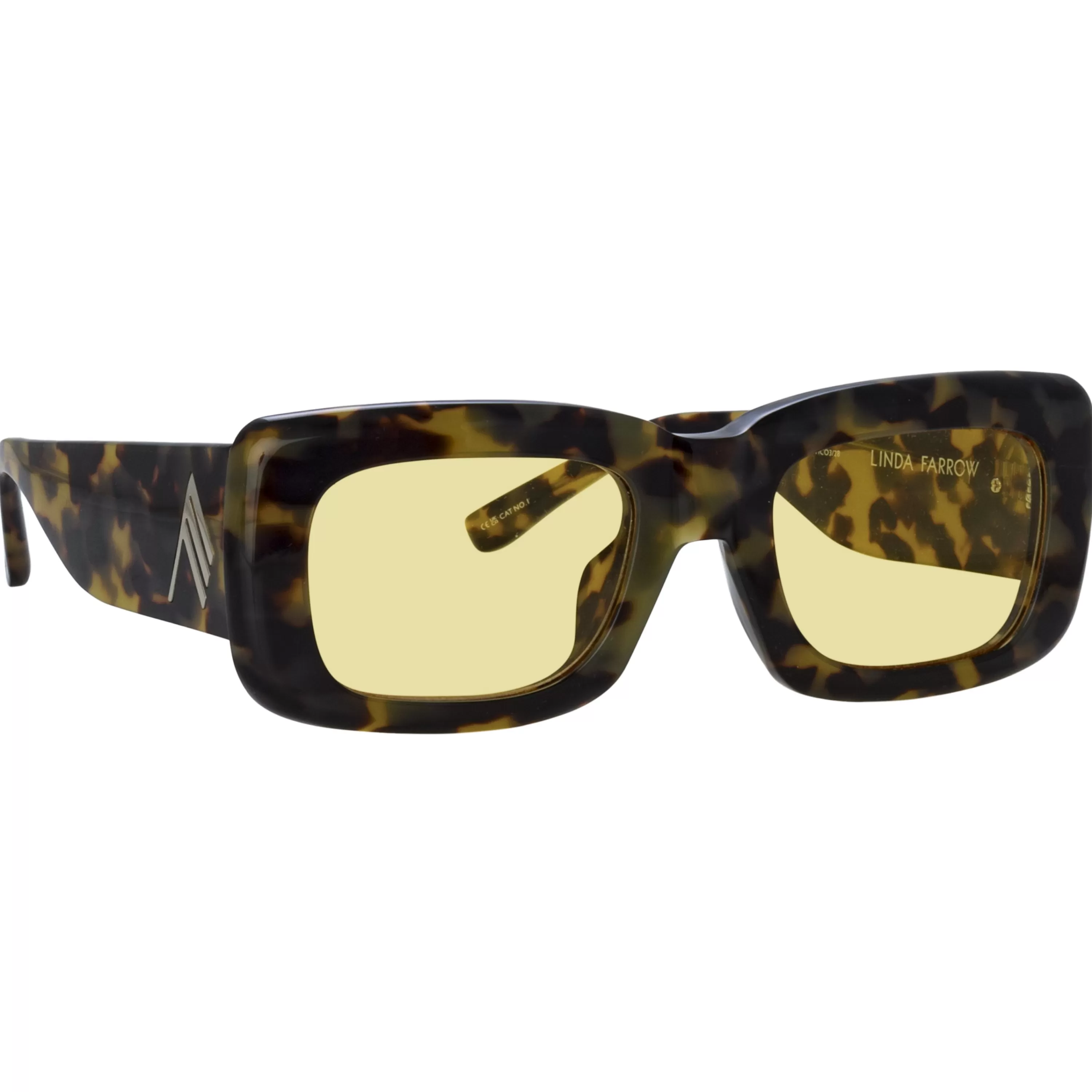 The Attico Marfa Rectangular Sunglasses in Tortoiseshell and Yellow