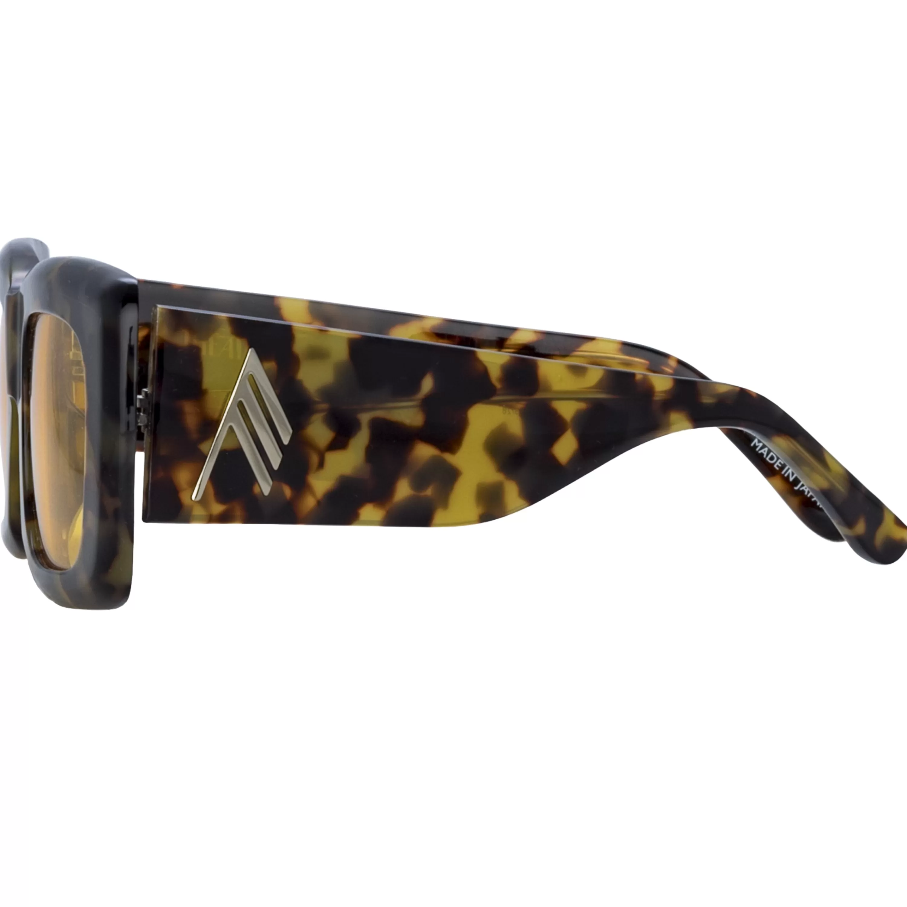 The Attico Marfa Rectangular Sunglasses in Tortoiseshell and Yellow