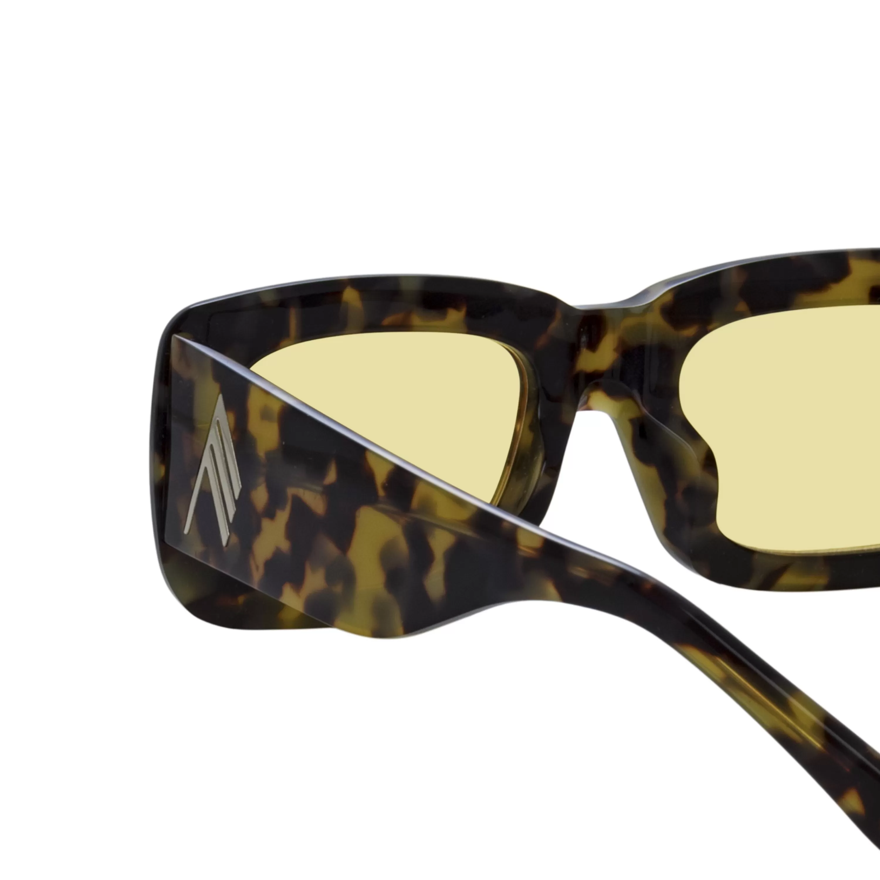 The Attico Marfa Rectangular Sunglasses in Tortoiseshell and Yellow