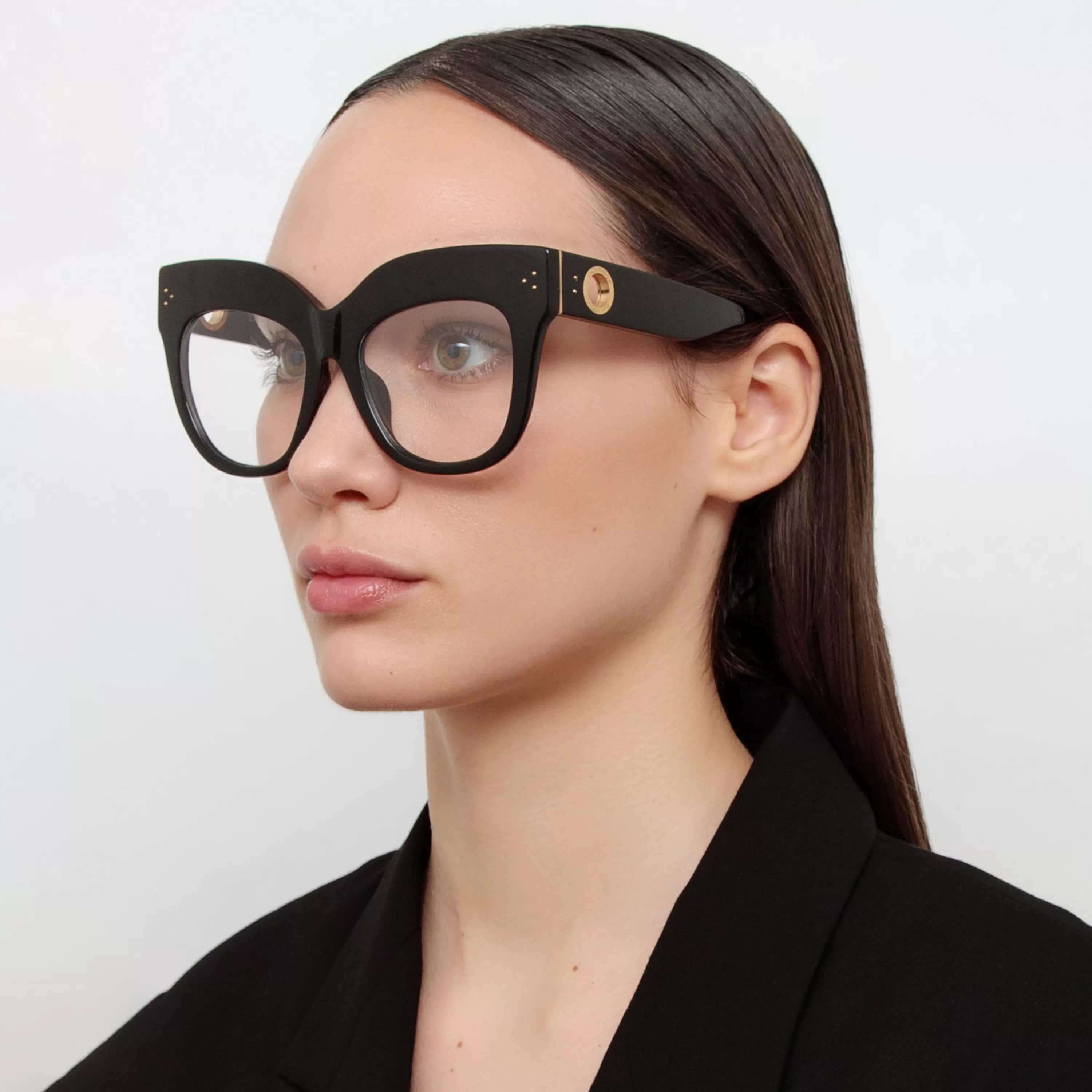 LINDA FARROW (U.K.) The Dunaway | Oversized Optical Frame in Black (C14)