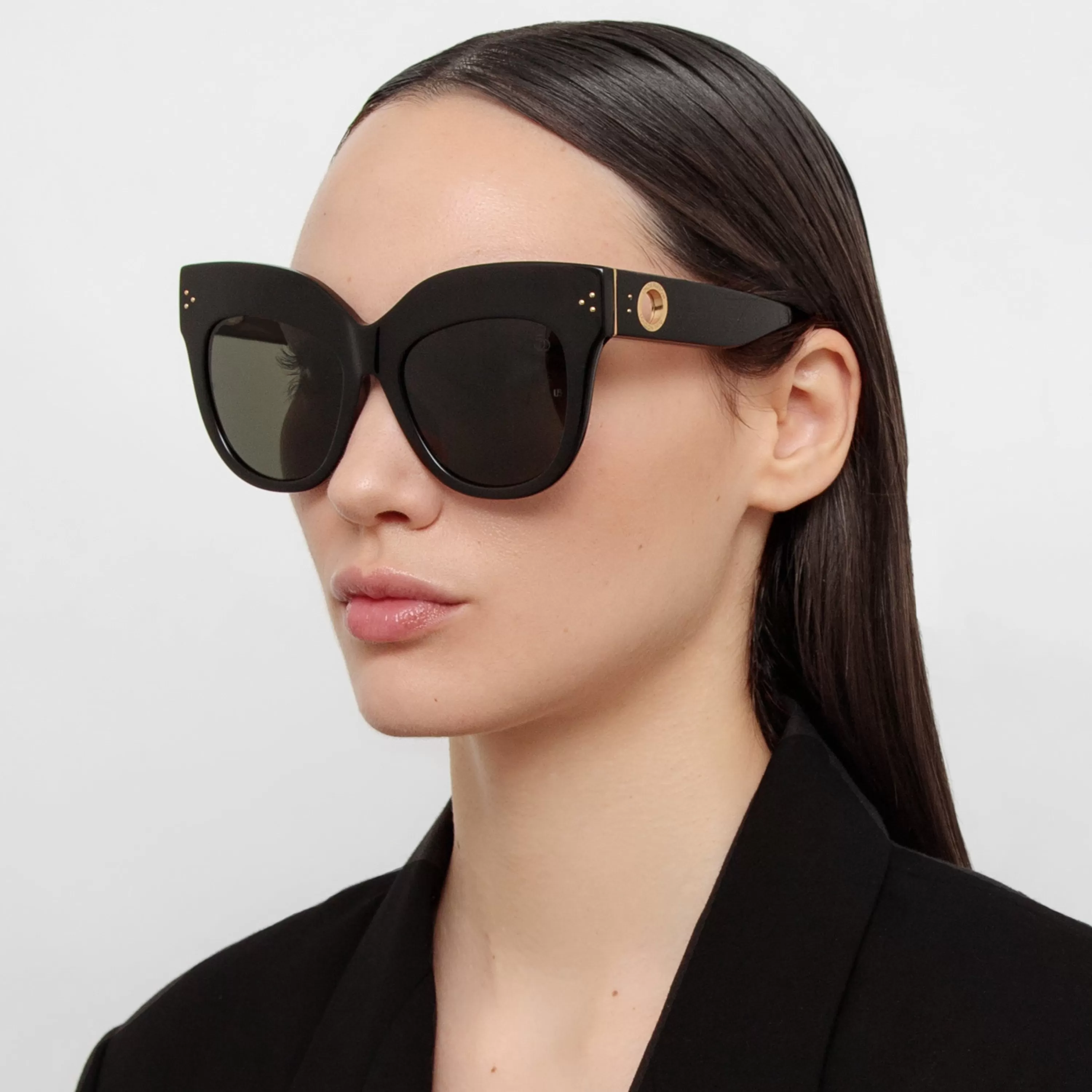 Linda Farrow The Dunaway | Oversized Sunglasses in Black Frame (C1)