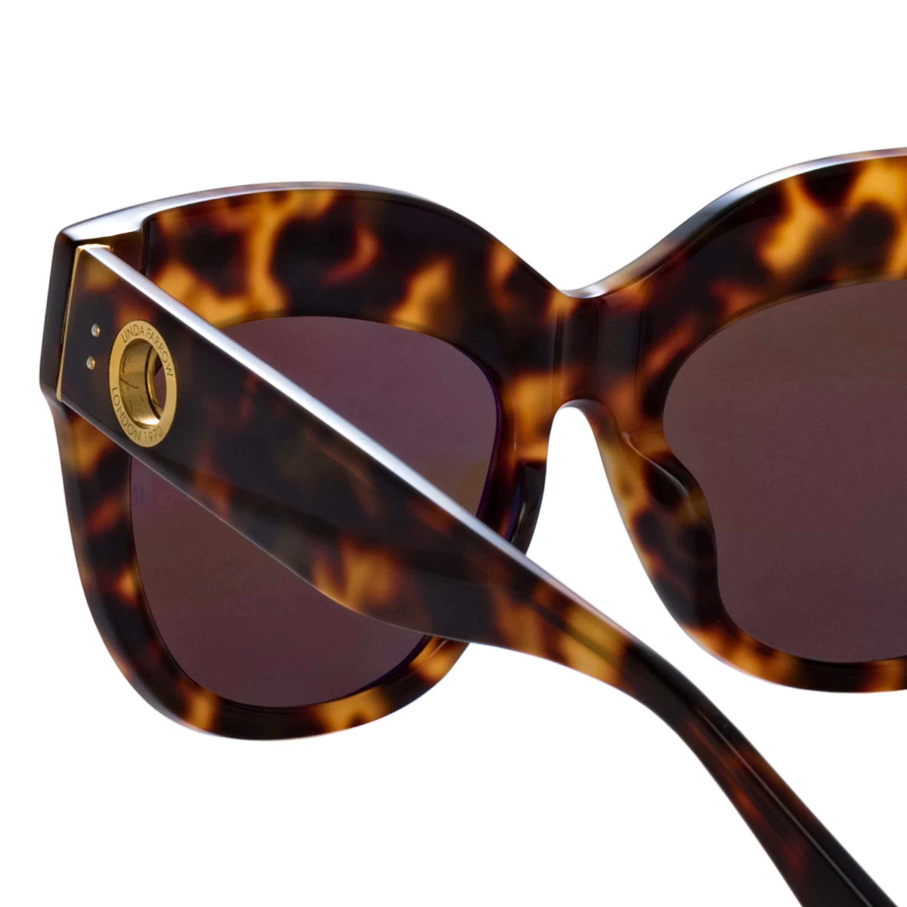 LINDA FARROW (U.K.) The Dunaway | Oversized Sunglasses in Tortoiseshell Frame (C2)