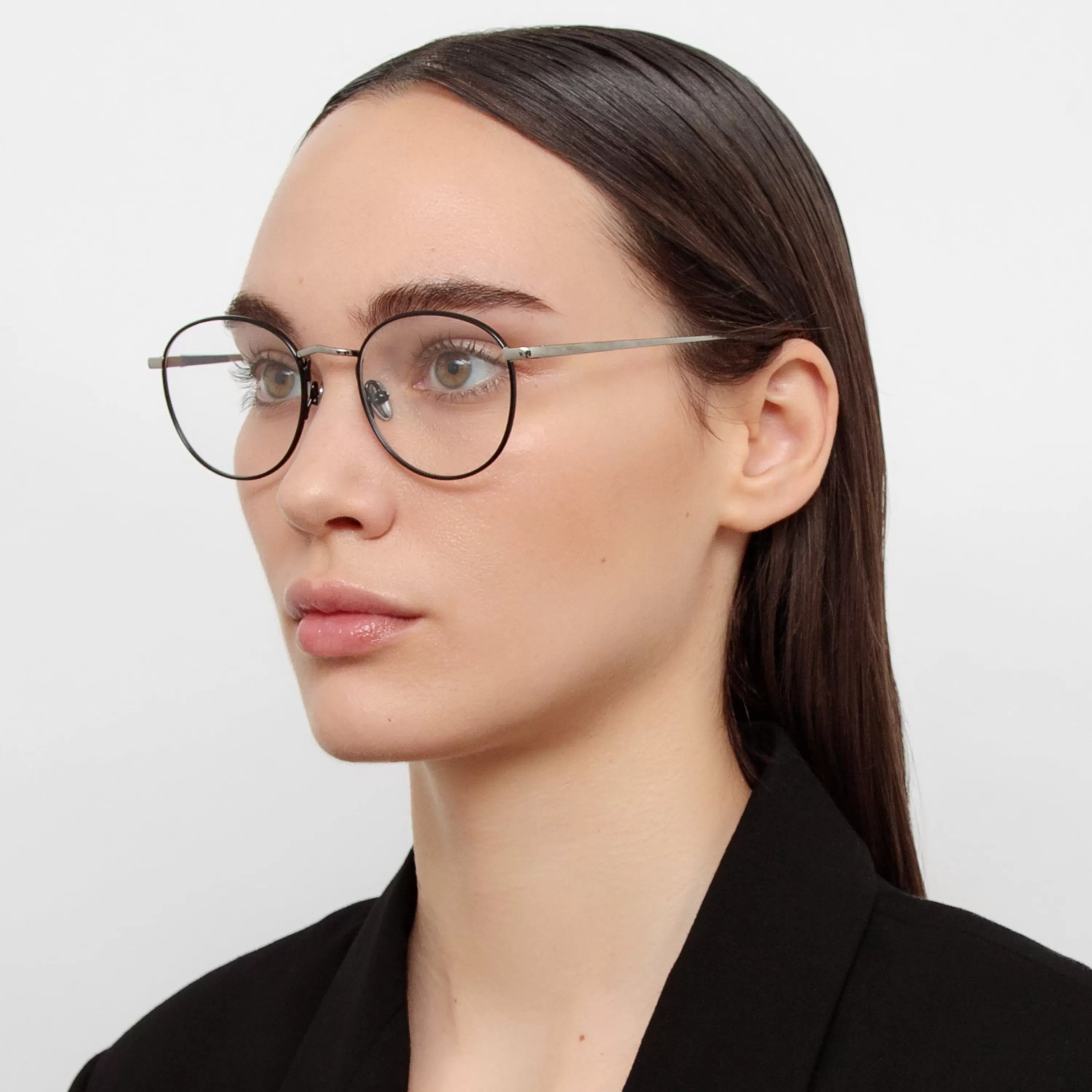 Women LINDA FARROW UK The Harrison | Oval Optical Frame in Black and White Gold (C2)