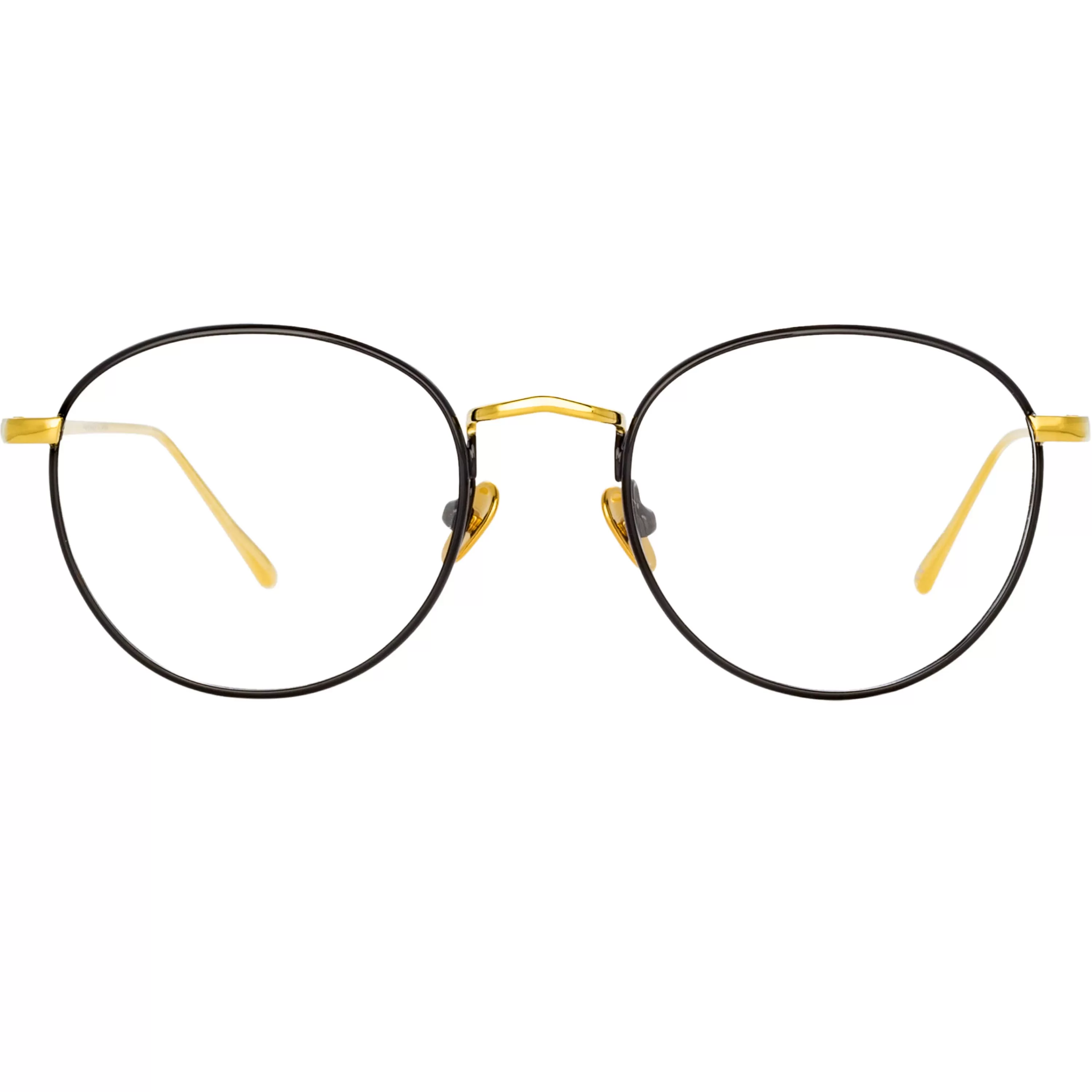 Women LINDA FARROW UK The Harrison | Oval Optical Frame in Black and Yellow Gold
