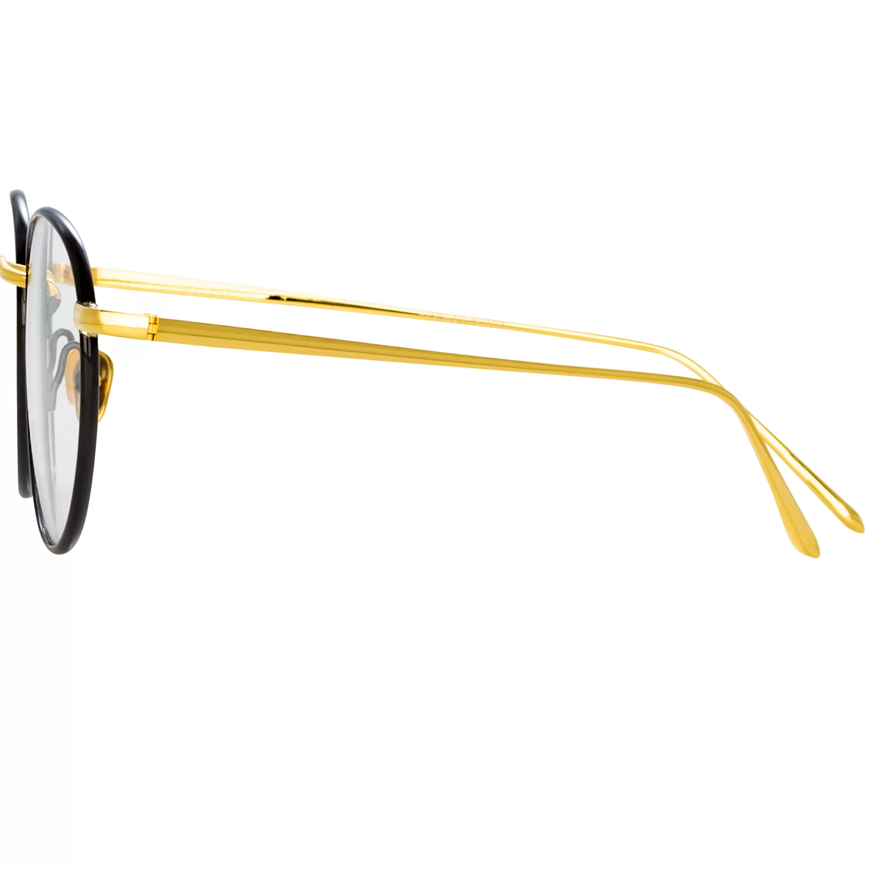 Women LINDA FARROW UK The Harrison | Oval Optical Frame in Black and Yellow Gold
