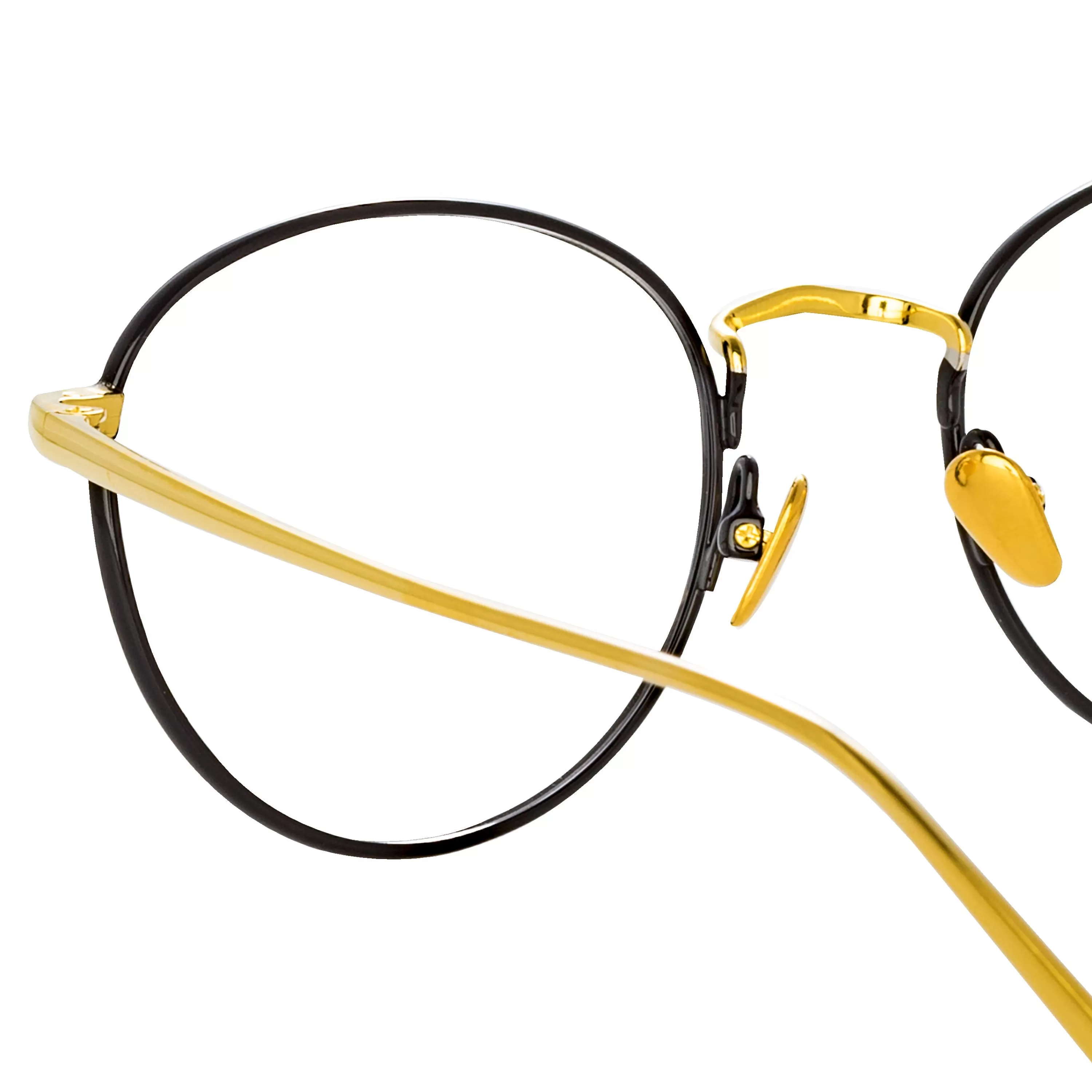 Women LINDA FARROW UK The Harrison | Oval Optical Frame in Black and Yellow Gold