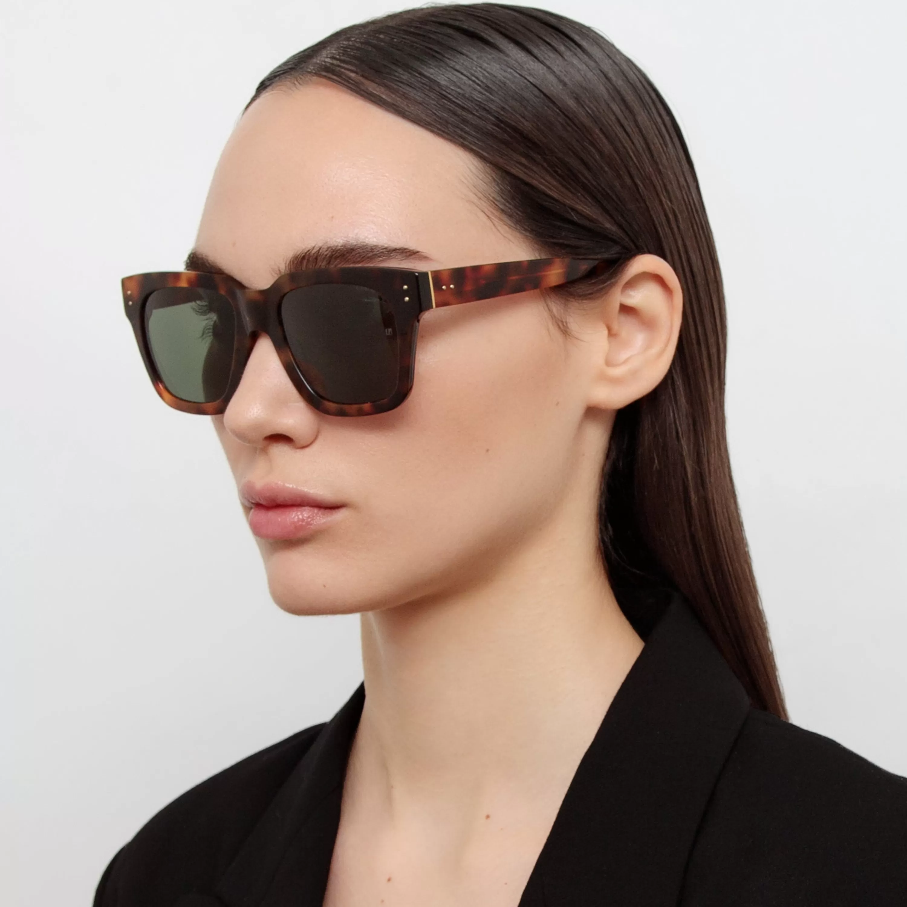 Linda Farrow The Max | D-Frame Sunglasses in Green / Tortoiseshell Frame (C95)